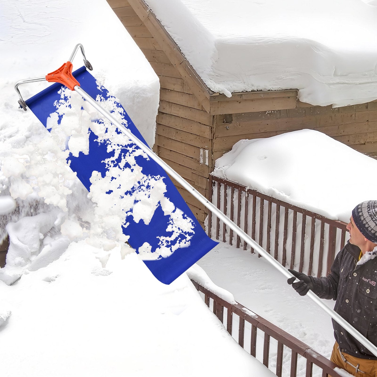 Spreaders & Wheelbarrows: VEVOR Snow Roof Rake, 27cm Aluminum Blade, 1.25-5.24 m Adjustable Roof Snow Scraper with Wheels & Slide, Lightweight Snows Removal Tool for House Rooftop Leaves Debris Clearing