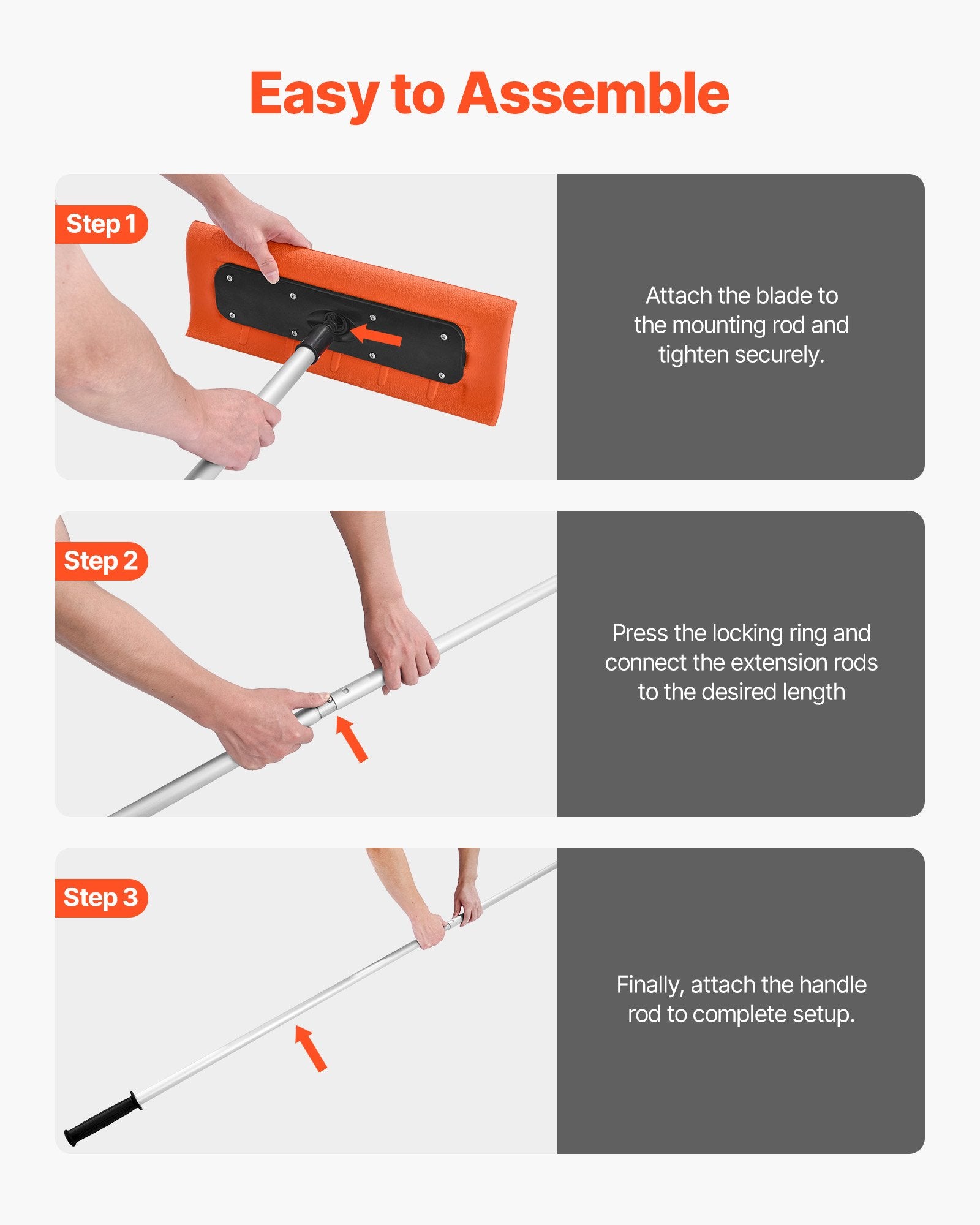 Spreaders & Wheelbarrows: VEVOR Snow Roof Rake, 45cm Foam Blade, 2.25-5.62 m Adjustable Roof Snow Scraper, Extension Tubes & Non-Slip Handle, Lightweight Snows Removal Tool for House Leaves Debris Clearing