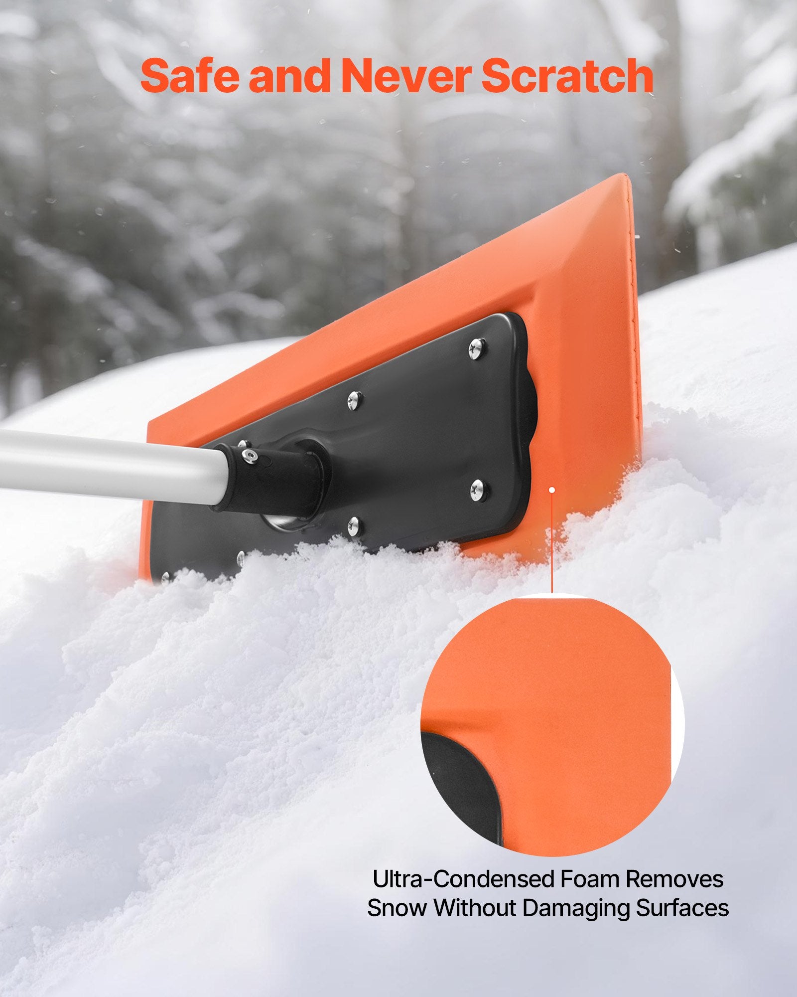 Automotive Decor: VEVOR Snow Roof Rake, 1.2m Long Reach Car Roof Snow Scraper, 45cm Foam Blade for No Scratches, Non-Slip Handle, Lightweight Snows Removal Tool for Vehicle Garage Rooftop Leaves Debris Clearing