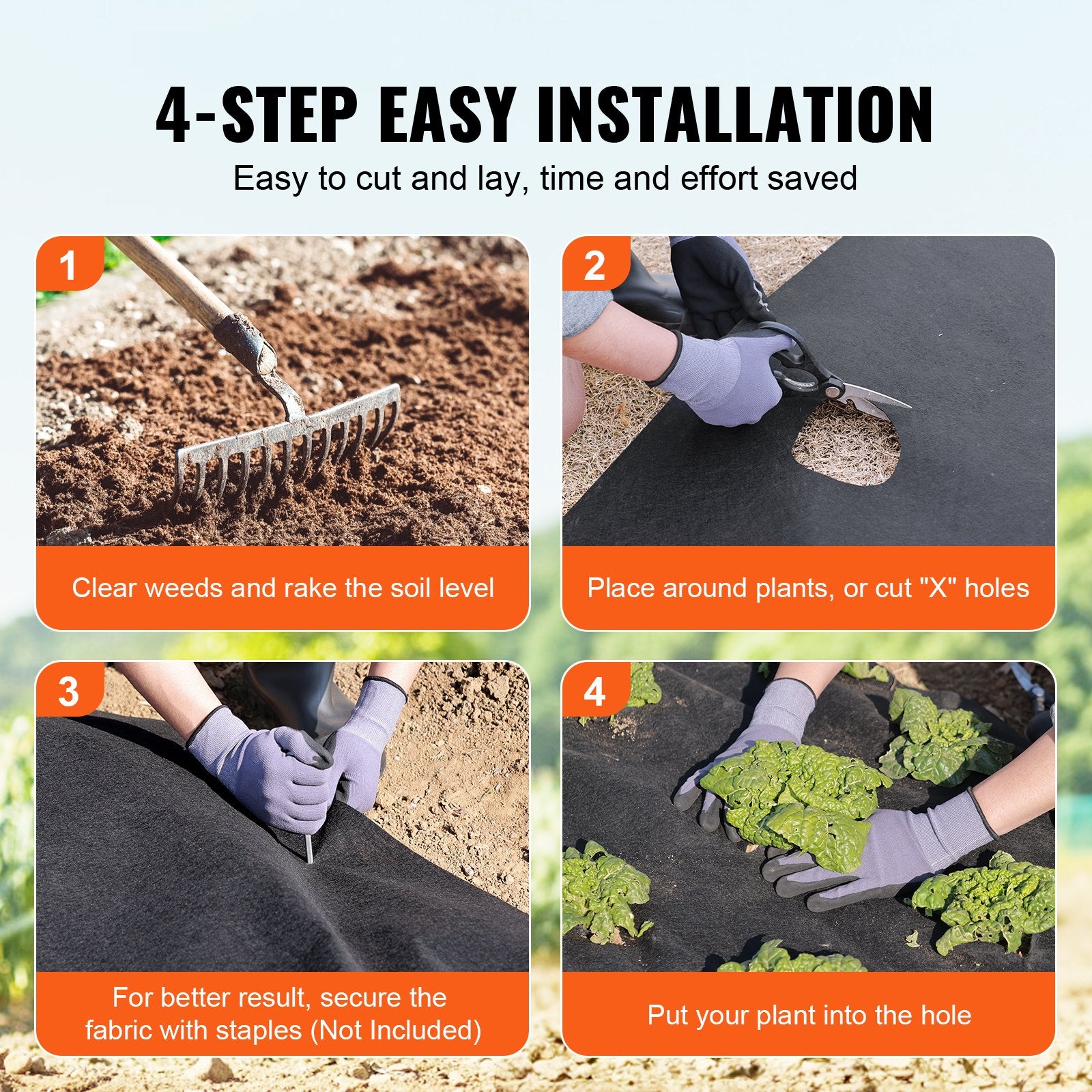 Aprons: VEVOR Driveway Fabric, 1*50m Non Woven Geotextile Fabric, Heavy Duty Garden Weed Barrier Fabric, 4.43OZ Landscape Fabric, French Drains Drainage Fabric, Ground Cover Weed Control Fabric,3.28 x 164 ft