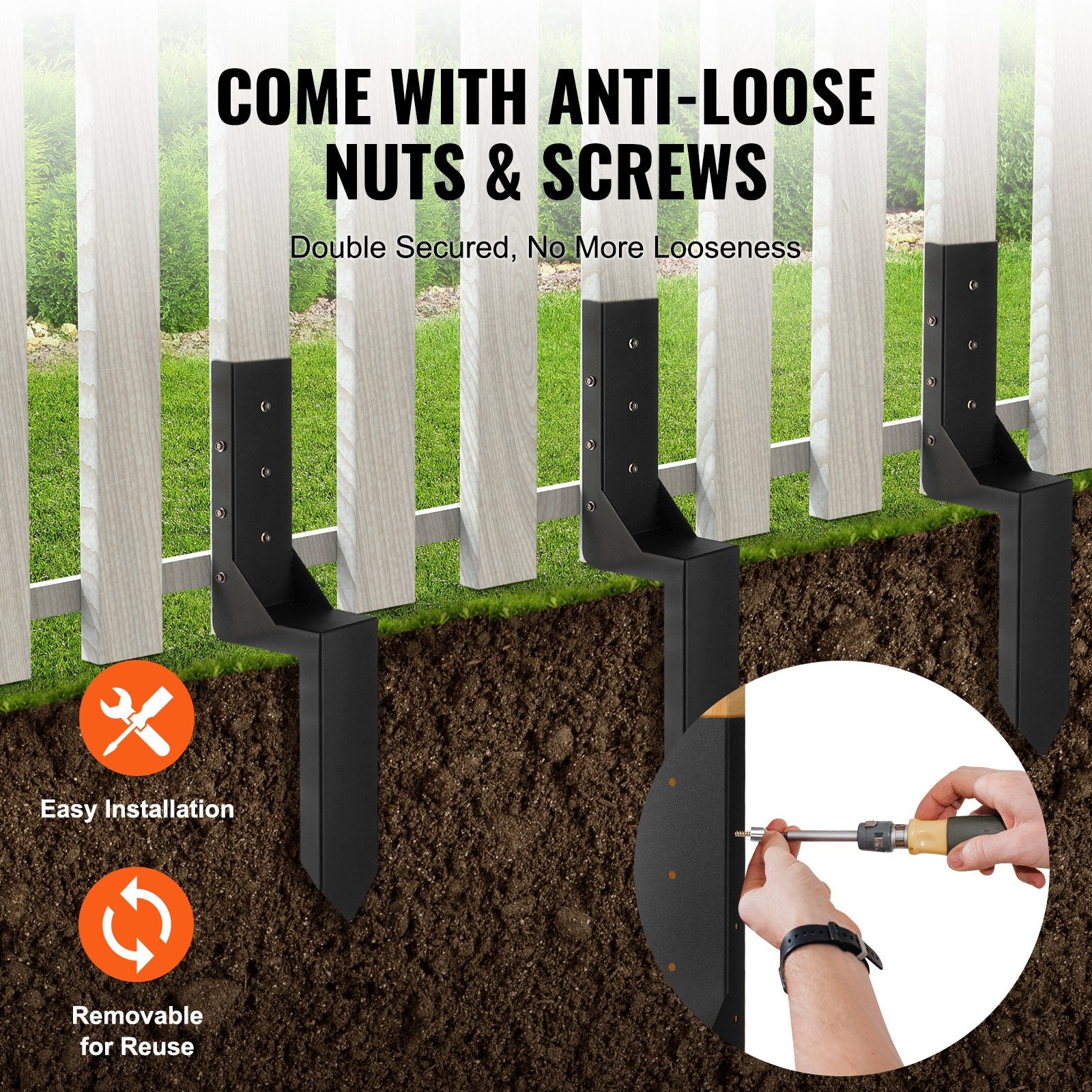 Automotive Repair & Speciality Tools: VEVOR Fence Post Anchor Repair Kit 6 Pack Inner Support Stakes Repair