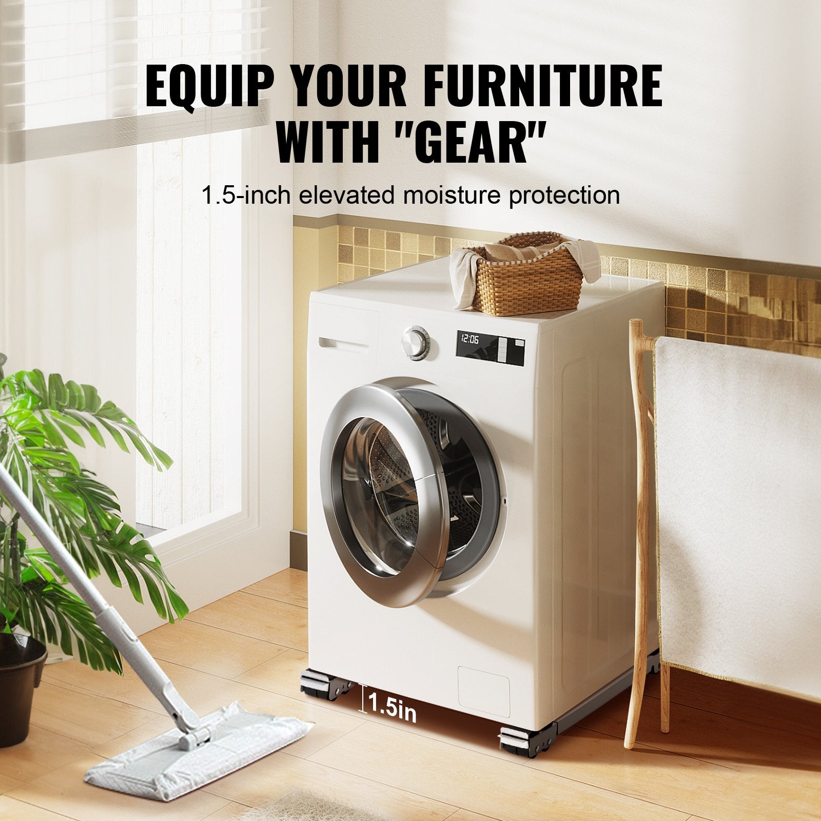 Commercial Cleaning Equipment: VEVOR Heavy Duty Furniture Appliances Rollers, 660 lbs Total Load, Extendable Appliance Rollers Mobile Washing Machine Base, Fridge Stand Dolly Movers for Refrigerators, Dryers, Dishwashers, White