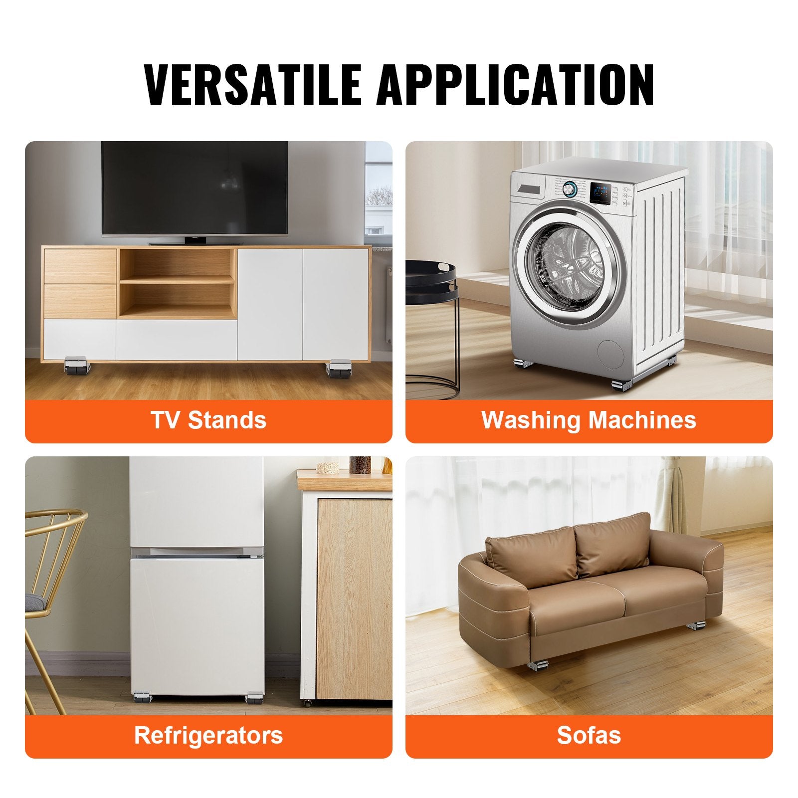 Commercial Cleaning Equipment: VEVOR Heavy Duty Furniture Appliances Rollers, 660 lbs Total Load, Extendable Appliance Rollers Mobile Washing Machine Base, Fridge Stand Dolly Movers for Refrigerators, Dryers, Dishwashers, White