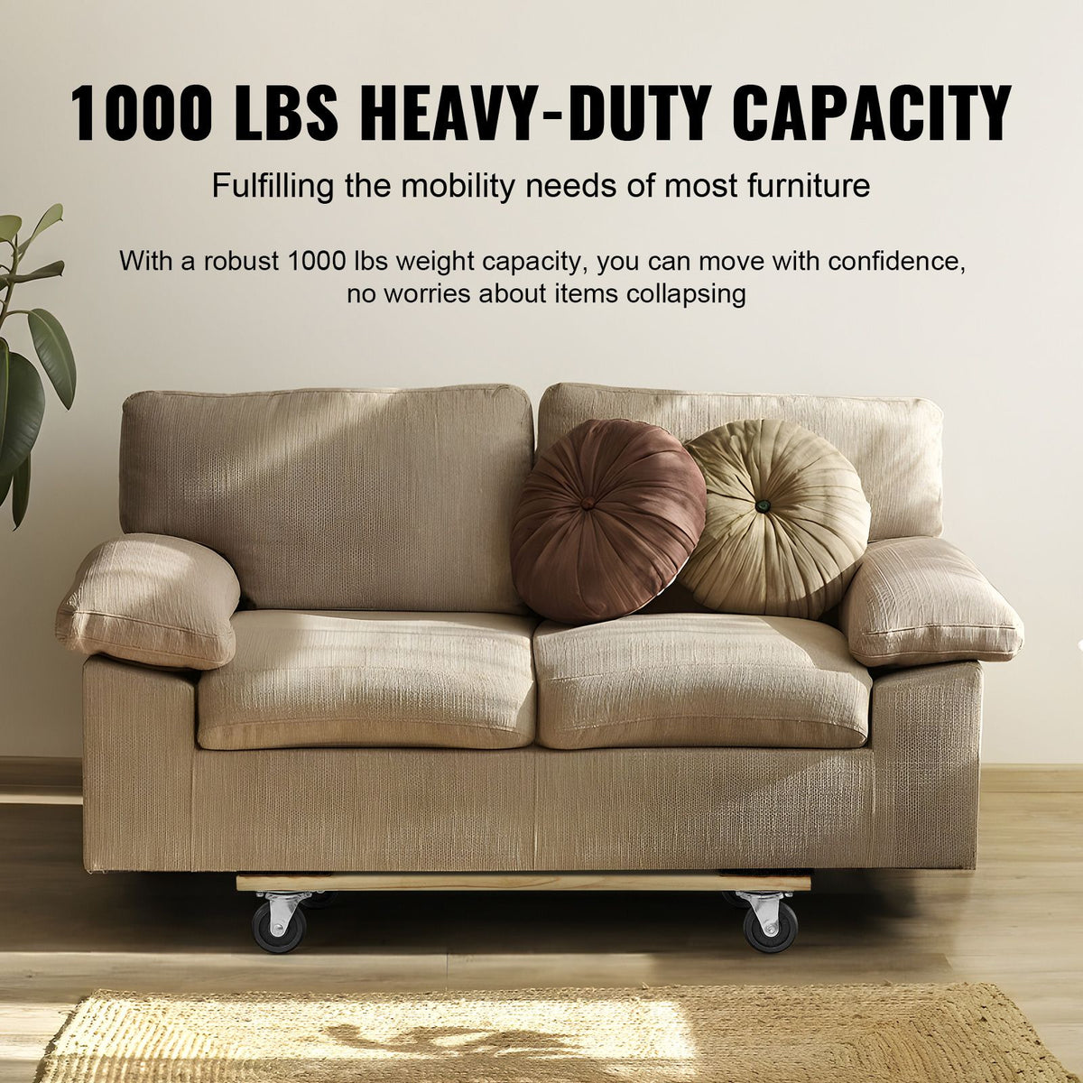 Furniture Dolly, 454kg Load Capacity, 457.2x762mm, 4x76mm PP Swivel Casters, Heavy Duty Hardwood Furniture Moving Dolly, Mover's Dolly, Moving Cart with Wheels for Heavy Furniture Home Cleaning
