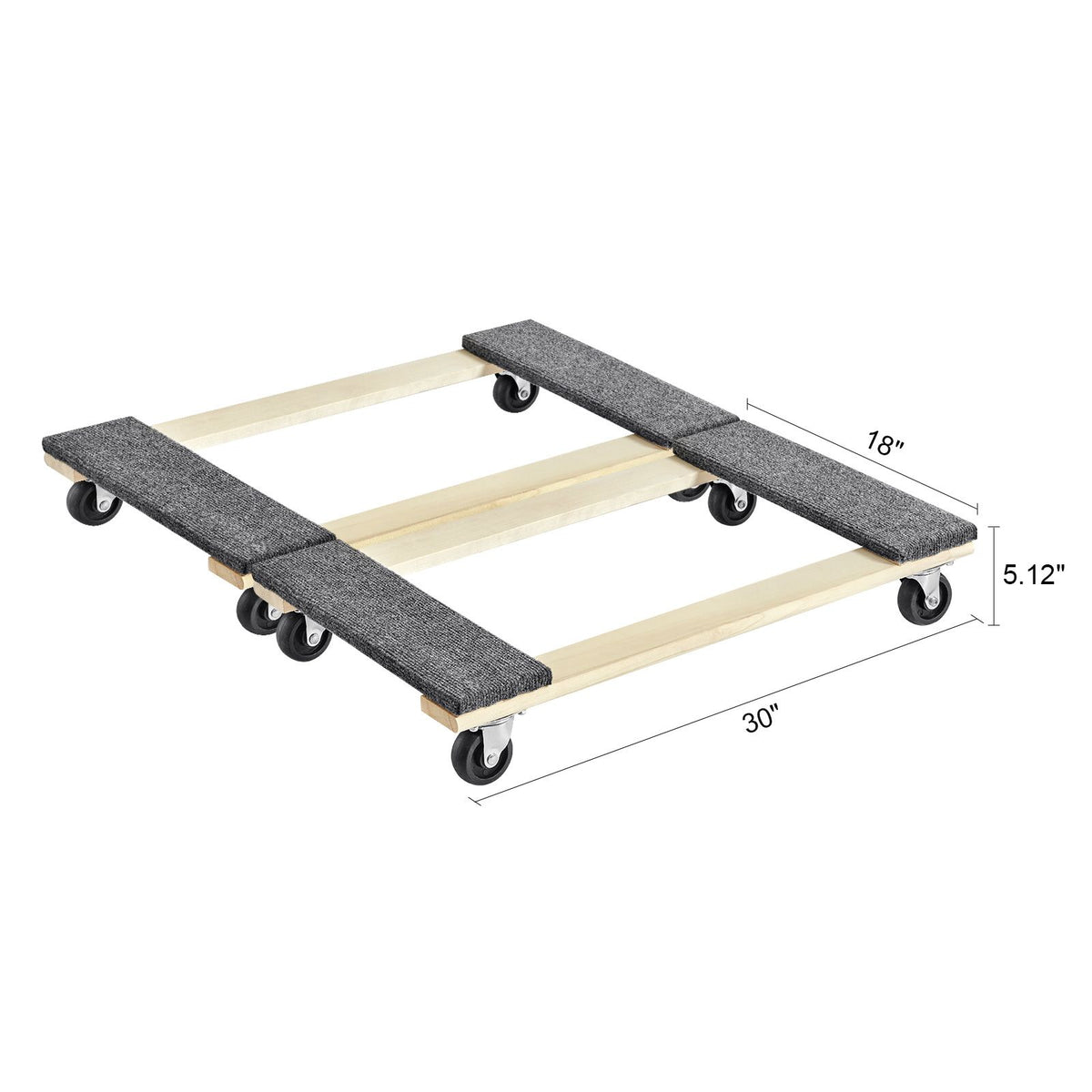 Furniture Dolly, 454kg Each Load Capacity, 2 Packs, 457.2x762mm, 8x76mm PP Swivel Casters, Heavy Duty Hardwood Furniture Moving Dolly, Mover's Dolly, Moving Cart with Wheels for Heavy Furniture