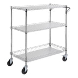 Kitchen & Dining Trolleys: VEVOR Kitchen Utility Cart, 3 Tiers, Wire Rolling Cart, Steel Service Cart on Wheels, Metal Storage Trolley with 80mm Basket Curved Handle PP Liner 6 Hooks, for Indoor and Outdoor