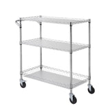 Kitchen & Dining Trolleys: VEVOR Kitchen Utility Cart, 3 Tiers, Wire Rolling Cart, Steel Service Cart on Wheels, Metal Storage Trolley with 80mm Basket Curved Handle PP Liner 6 Hooks, for Indoor and Outdoor