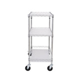 Kitchen & Dining Trolleys: VEVOR Kitchen Utility Cart, 3 Tiers, Wire Rolling Cart, Steel Service Cart on Wheels, Metal Storage Trolley with 80mm Basket Curved Handle PP Liner 6 Hooks, for Indoor and Outdoor