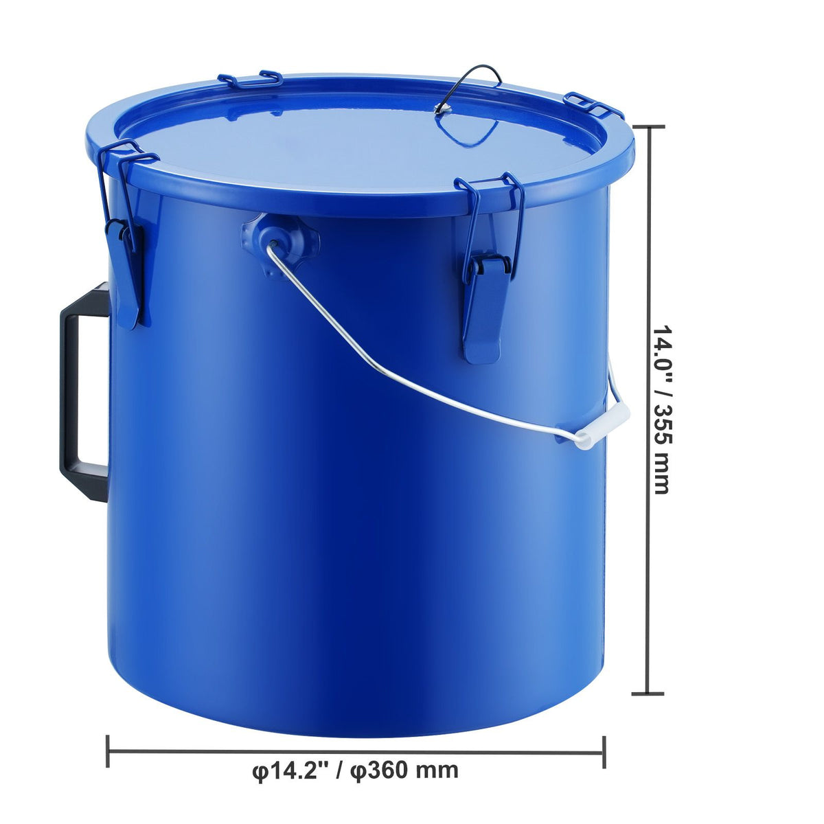Fryer Grease Bucket, 22.7L Oil Disposal Caddy Carbon Steel Fryer Oil Bucket with Rust-Proof Coating, Oil Transport Container with Lid, Lock Clips, Filter Bag for Hot Cooking Oil Filtering, Blue