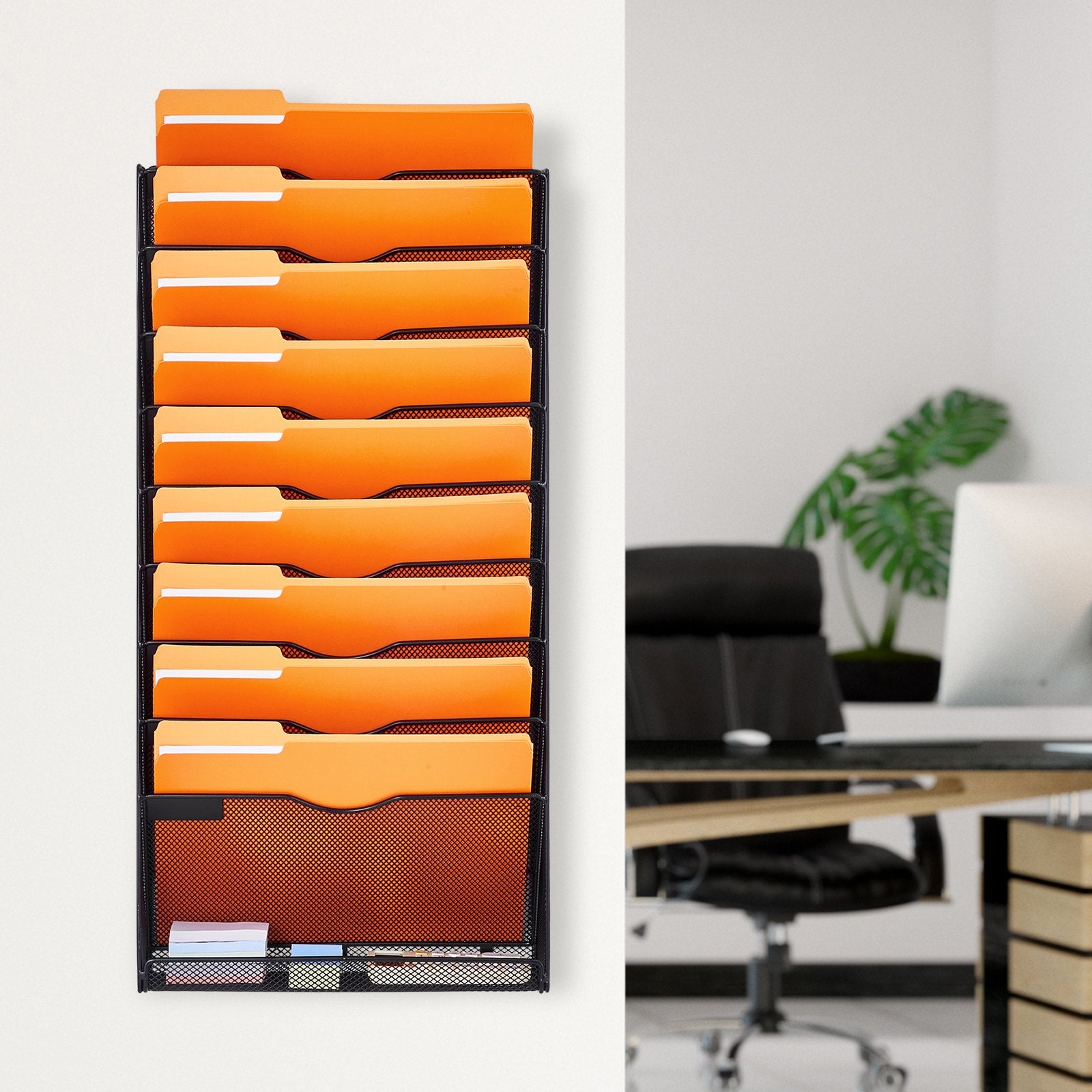 Clothing & Wardrobe Storage: VEVOR File Wall Rack Mesh Wall File Holder 1-Piece 10 Pockets for Office/School