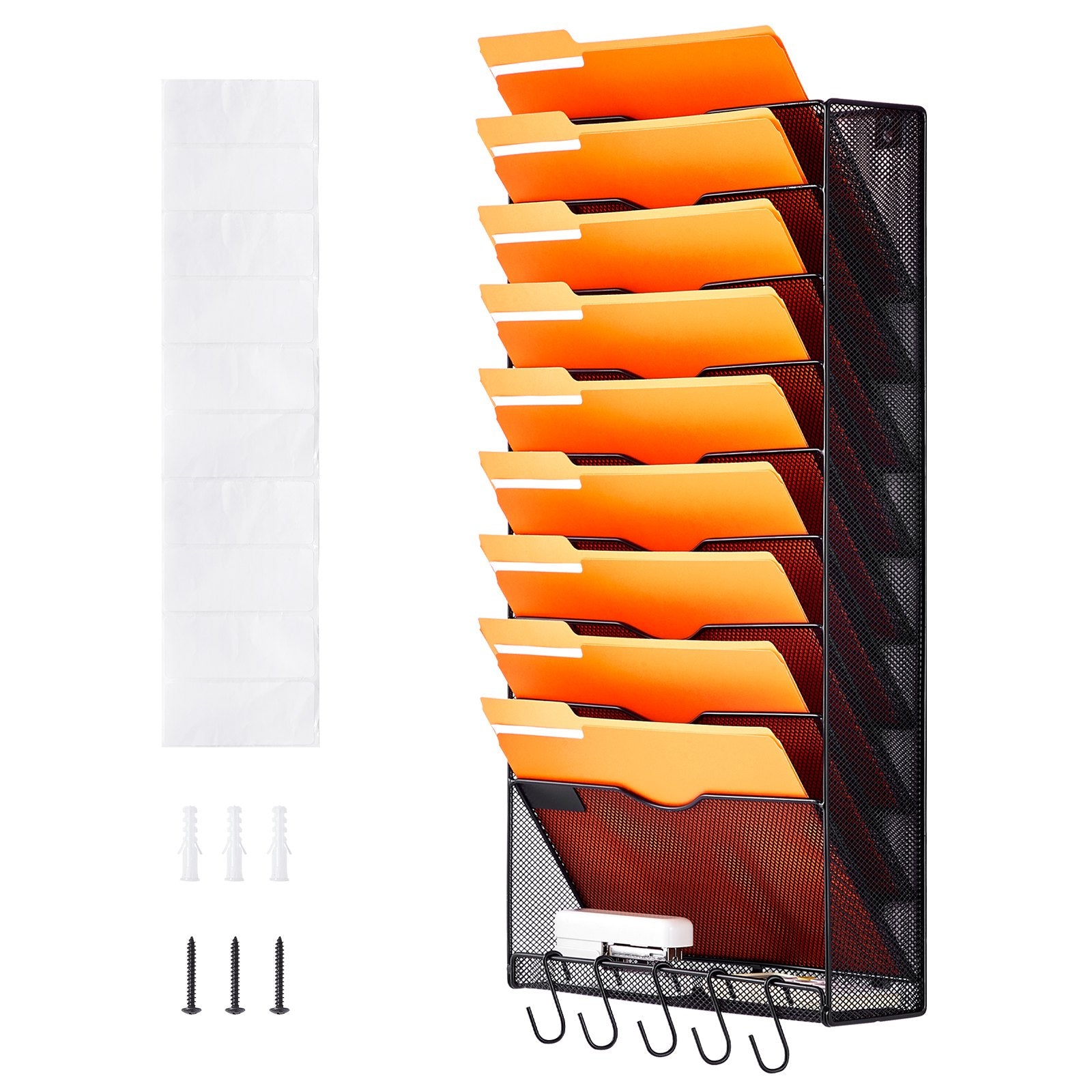 Clothing & Wardrobe Storage: VEVOR File Wall Rack Mesh Wall File Holder 1-Piece 10 Pockets for Office/School