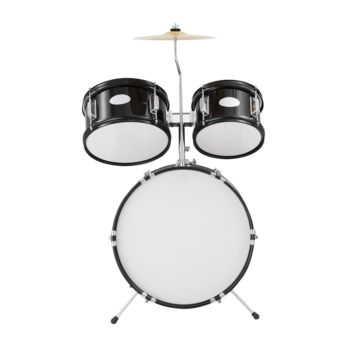 Kids Drum Set, 5-Piece, 406.4 mm Beginner Full Drum Set with Bass Toms Snare Floor Drum Adjustable Throne Cymbal Hi-Hat Pedal and Two Pairs of Drumsticks, Starter Drum Kit for Child Kids, Black