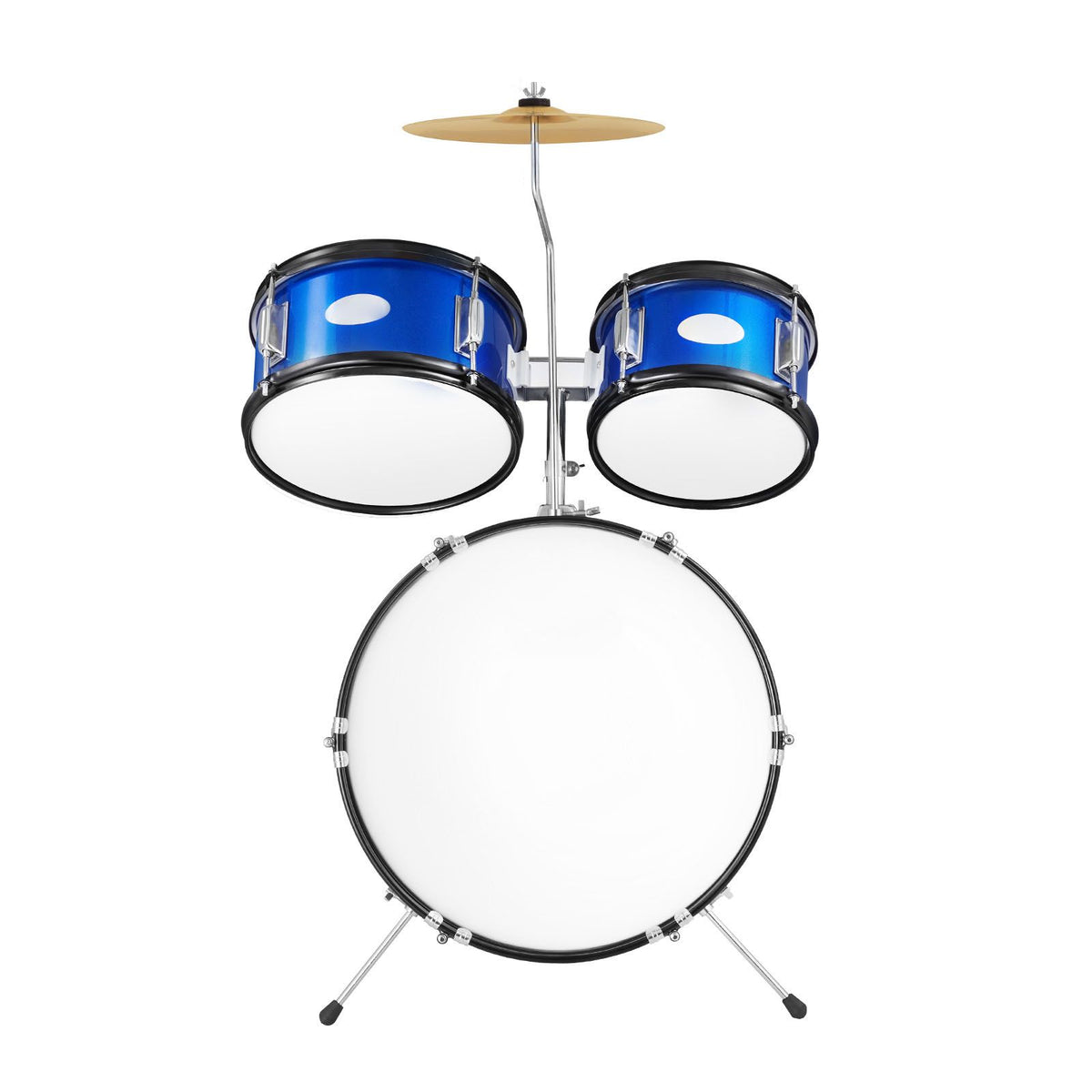 Kids Drum Set, 5-Piece, 406.4 mm Beginner Full Drum Set with Bass Toms Snare Floor Drum Adjustable Throne Cymbal Hi-Hat Pedal and Two Pairs of Drumsticks, Starter Drum Kit for Child Kids, Blue