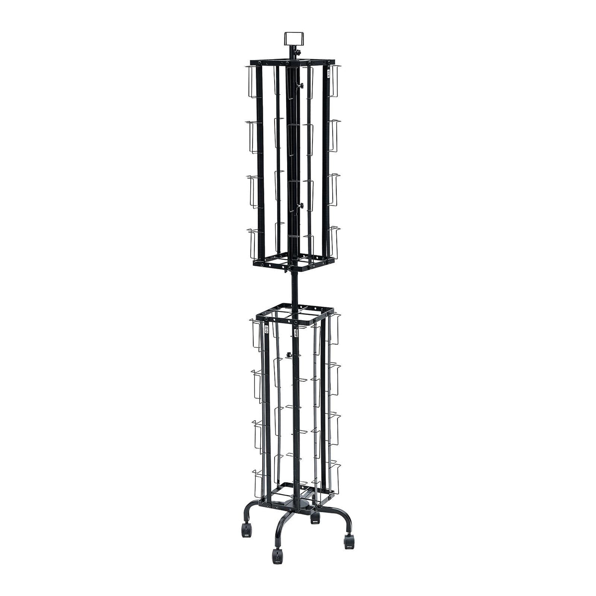 Greeting Cards Display Rack, 32 Pockets Rotating Postcard Brochure Display Stand, 360° Spinning Card Display Rack with Sign Holder & 4 Wheels (2 Lockable) for Exhibitions Office Trade Show