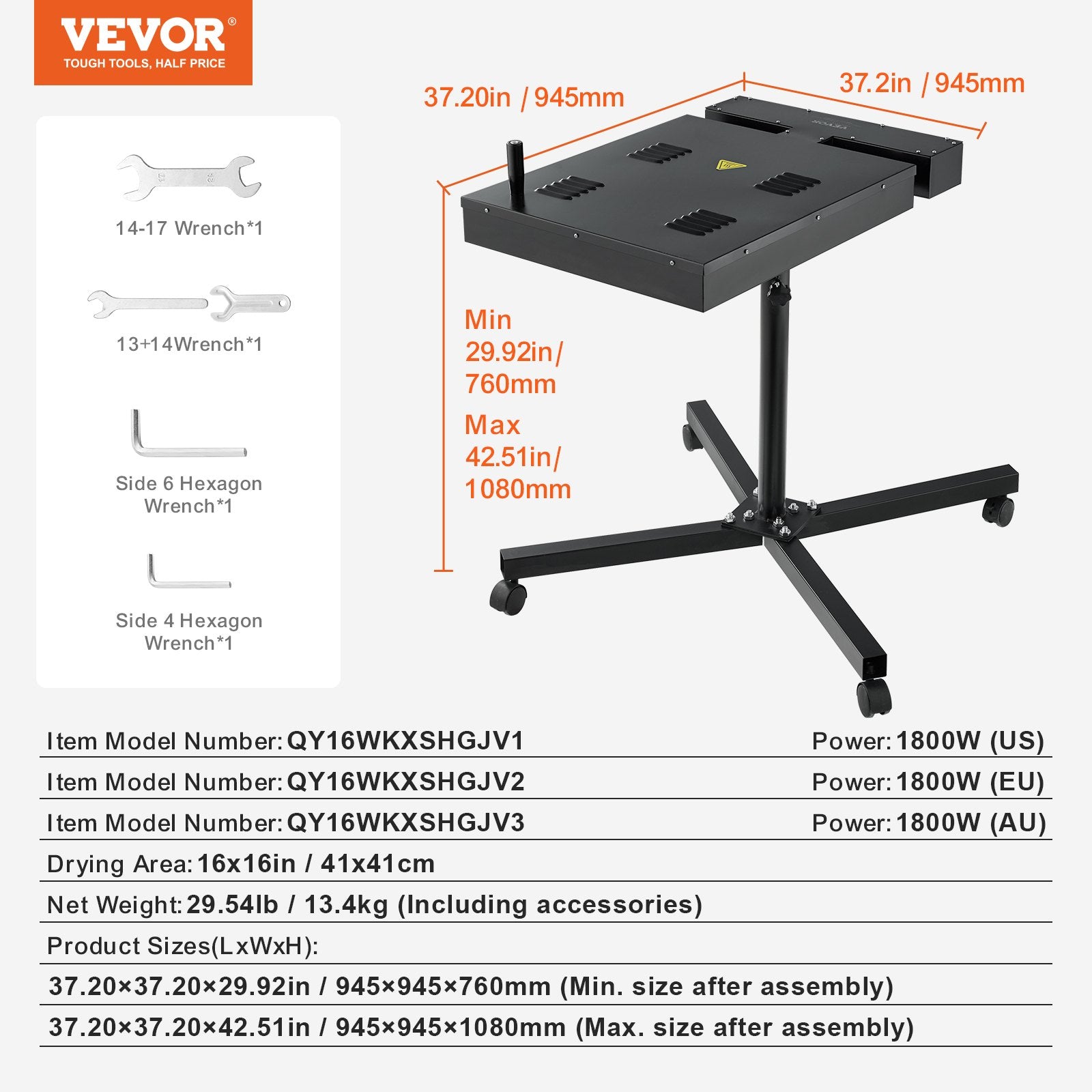 Basketball & Basketball Accessories: VEVOR Flash Dryer, 16 x 16 inch Flash Dryer for Screen Printing, 0-750℉ Temperature Control, High Power Silk Screen Printing Dryer with Height Adjustable Stand, 360° Rotation, T-Shirt Curing Machine