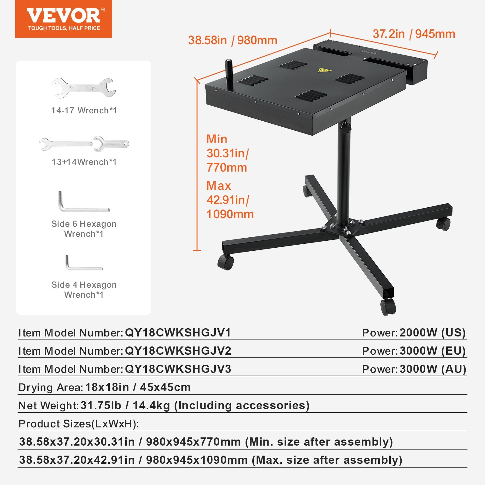 Basketball & Basketball Accessories: VEVOR Flash Dryer, 18 x 18 inch Flash Dryer for Screen Printing, 0-750℉ Temperature Control, High Power Silk Screen Printing Dryer with Height Adjustable Stand, 360° Rotation, T-Shirt Curing Machine