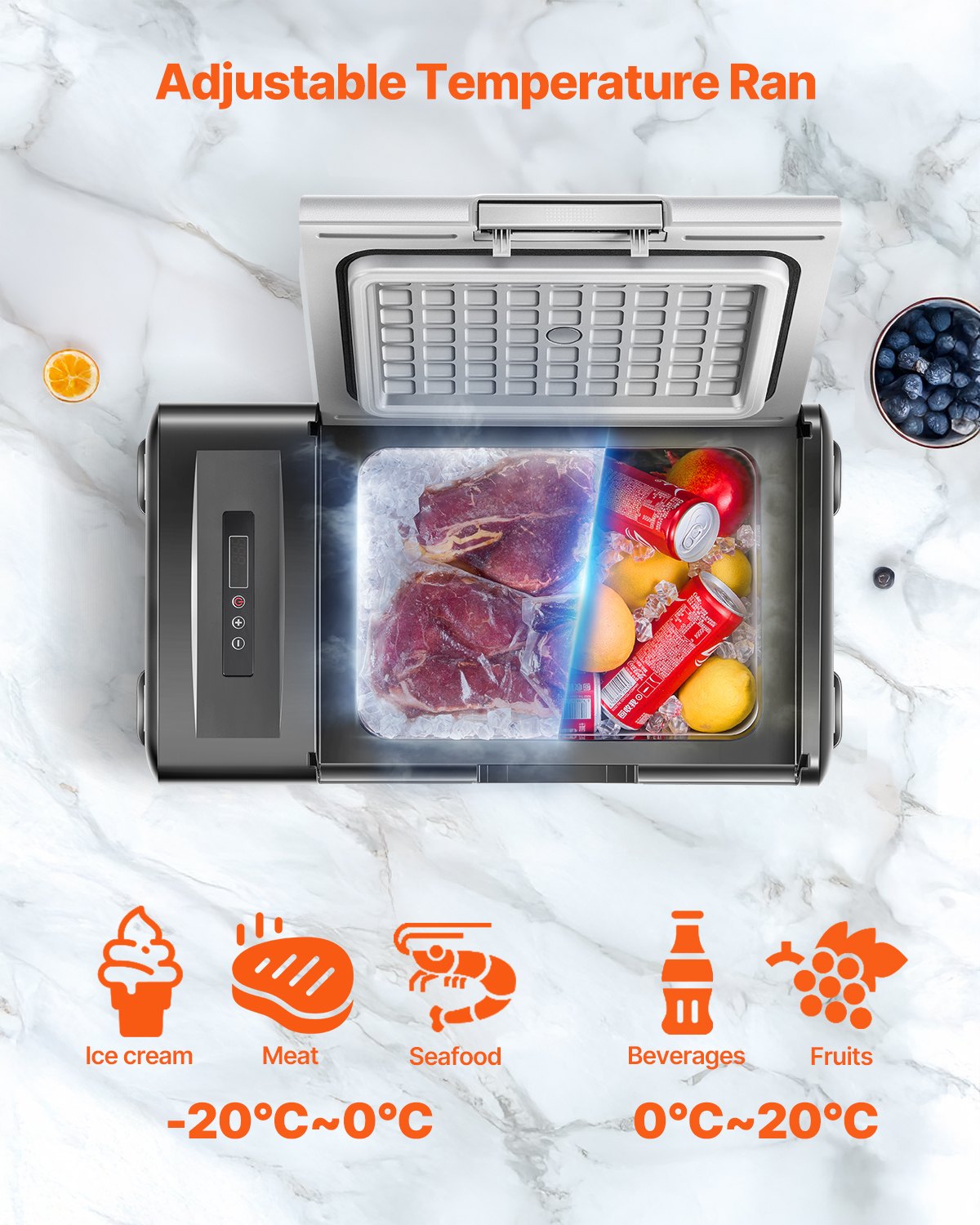 Portable Car Refrigerator Freezer Compressor 15L Single Zone for Car Home