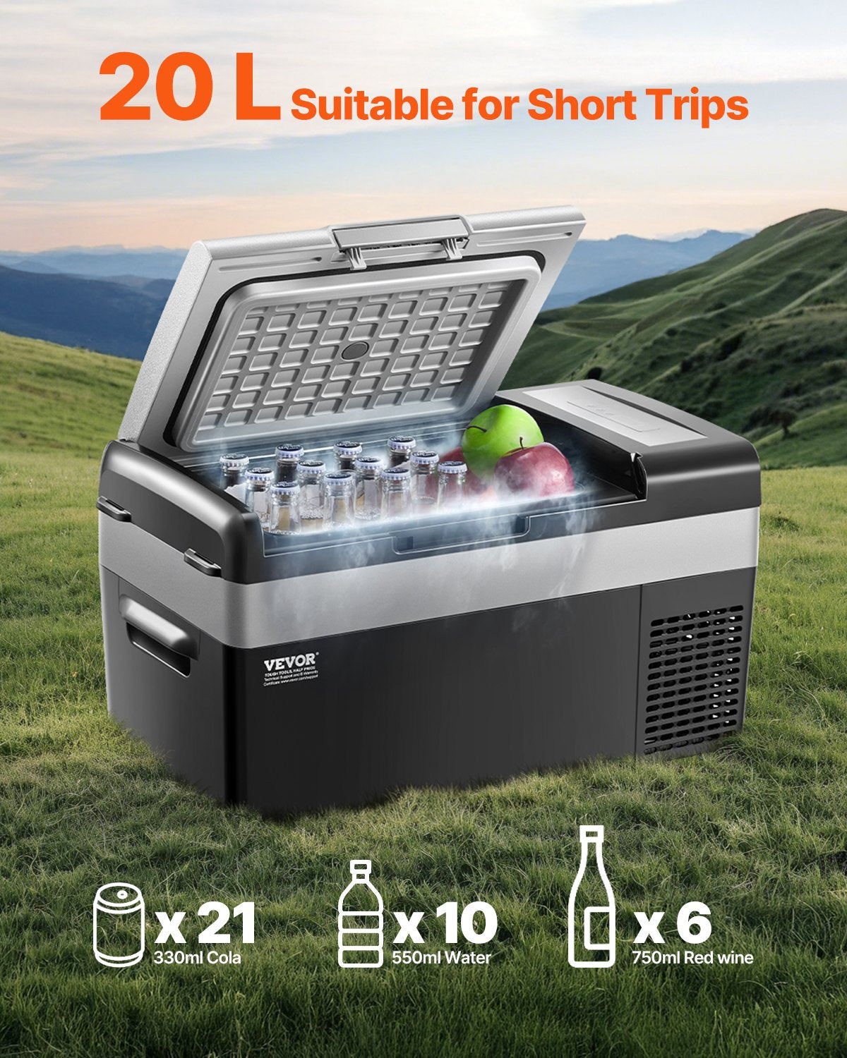 Portable Car Refrigerator Freezer Compressor 20L Single Zone for Car Home