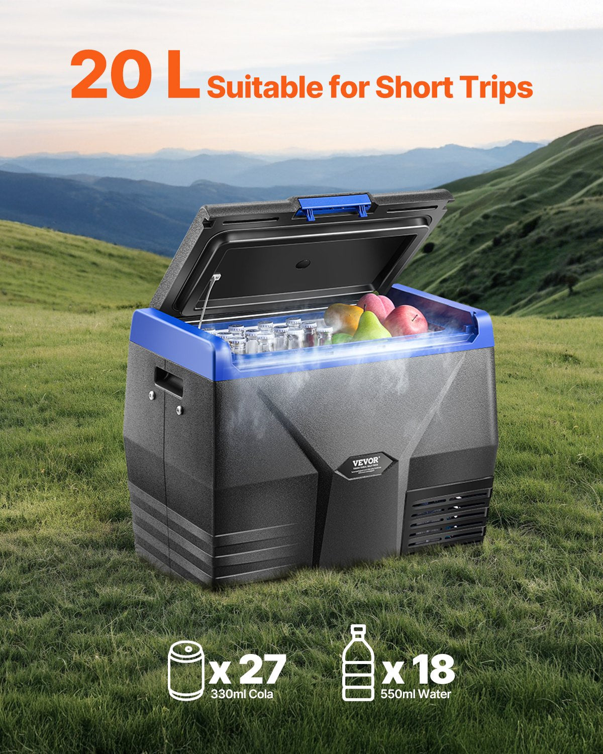 Portable Car Refrigerator Freezer Compressor 20L Single Zone for Car Home