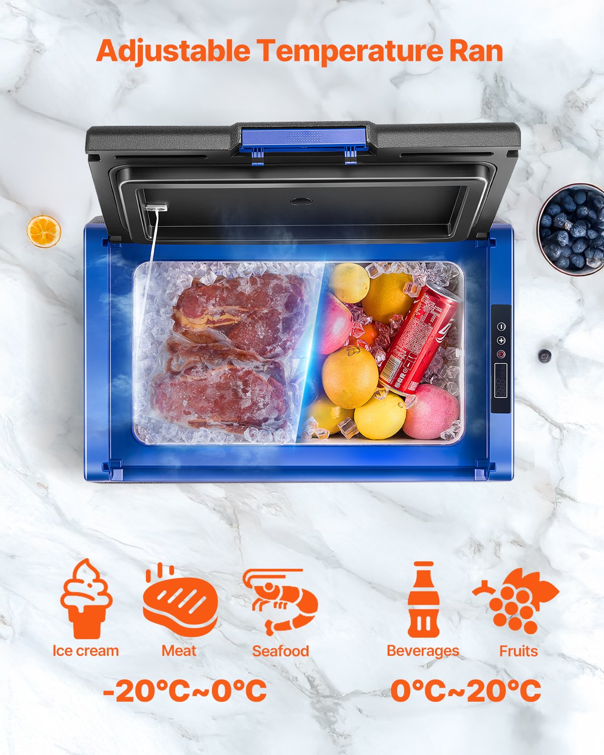 Portable Car Refrigerator Freezer Compressor 20L Single Zone for Car Home