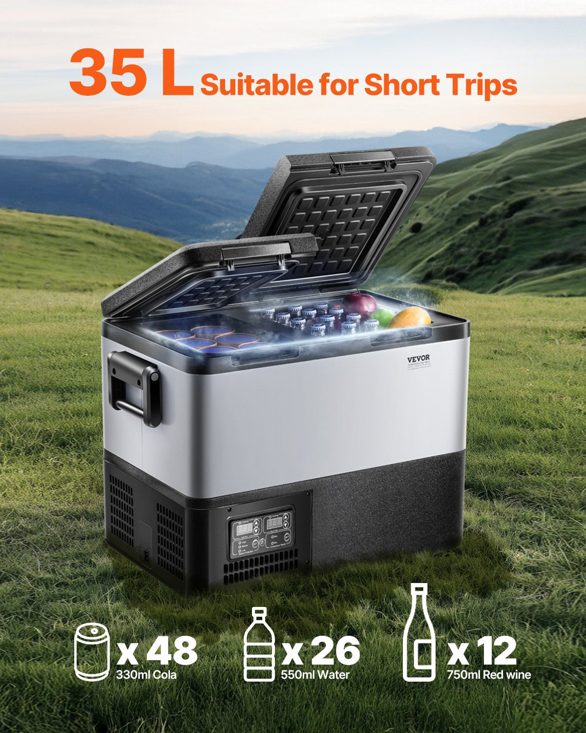 Automotive Decor: VEVOR Portable Car Refrigerator Freezer Compressor 35L Dual Zone for Car Home