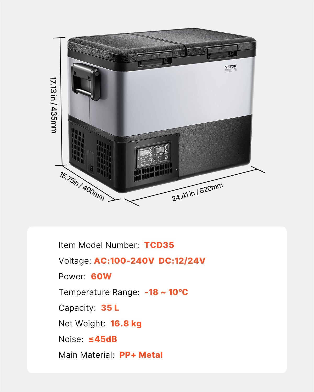 Automotive Decor: VEVOR Portable Car Refrigerator Freezer Compressor 35L Dual Zone for Car Home