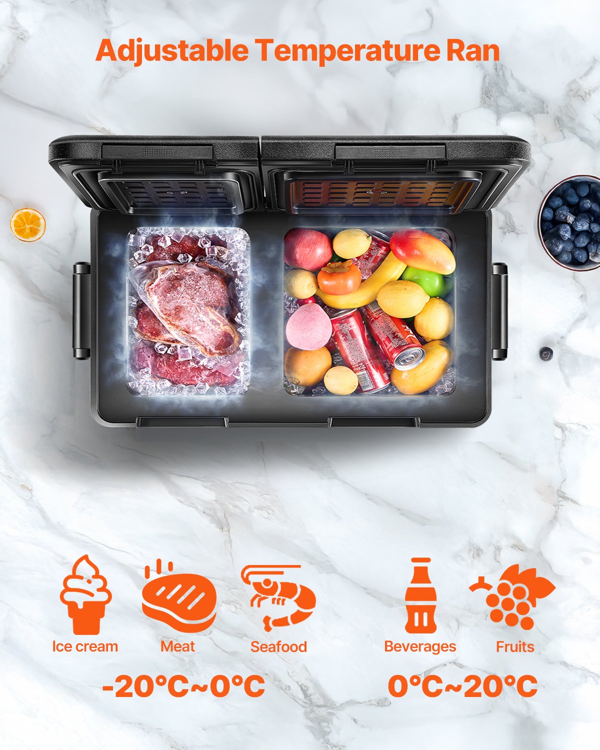 Automotive Repair & Speciality Tools: VEVOR Portable Car Refrigerator Freezer Compressor 45L Dual Zone for Car Home