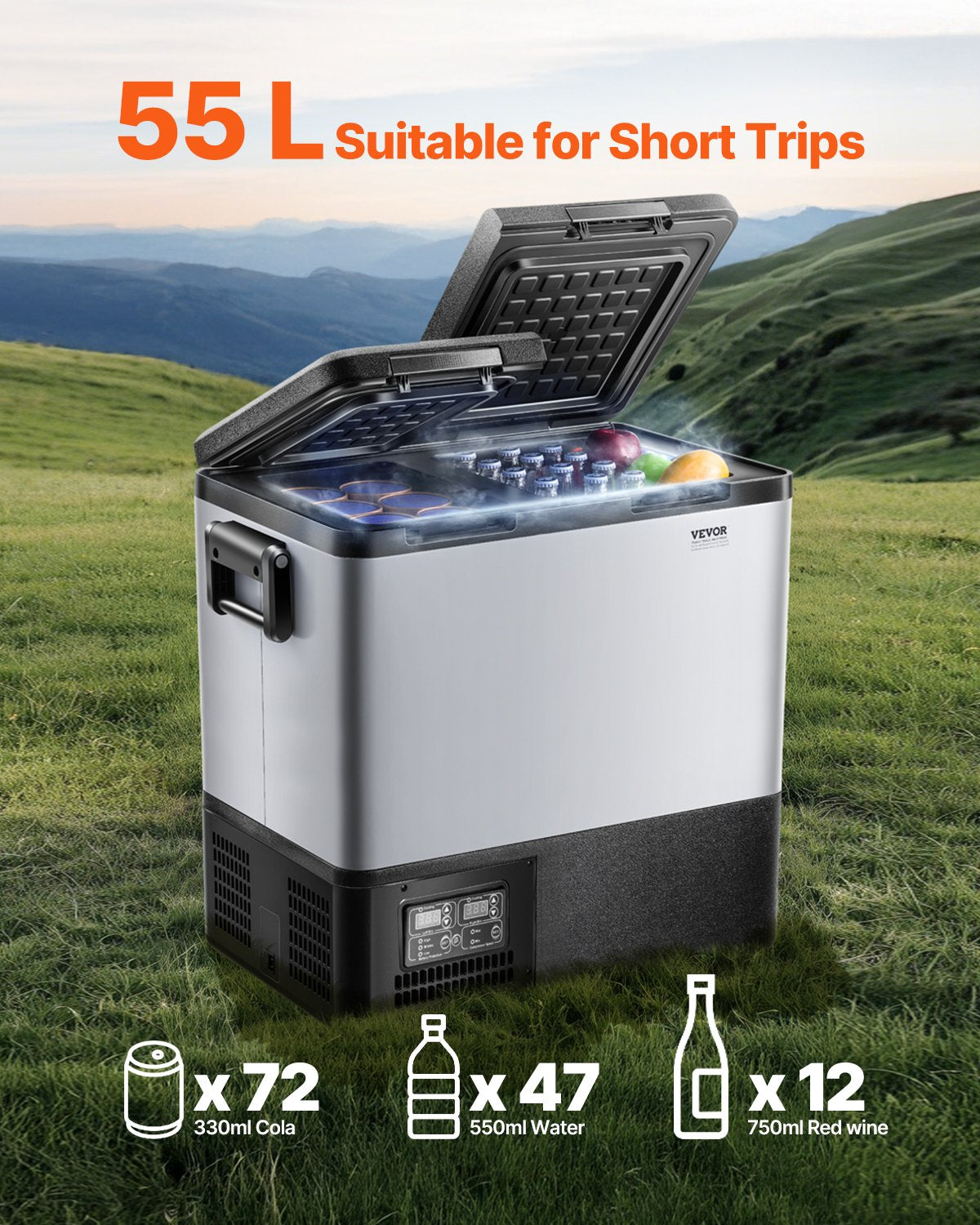 Automotive Repair & Speciality Tools: VEVOR Portable Car Refrigerator Freezer Compressor 55L Dual Zone for Car Home