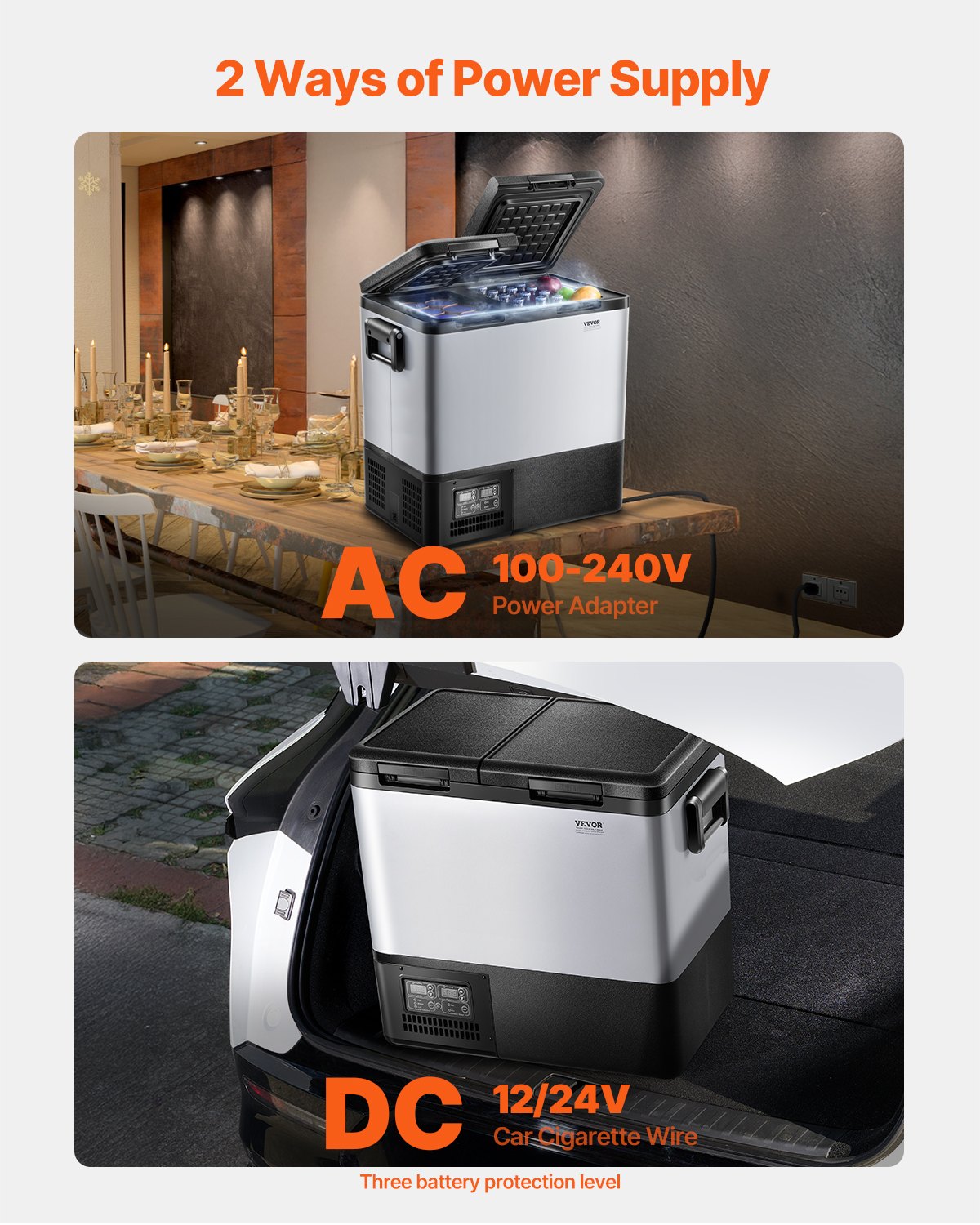 Automotive Repair & Speciality Tools: VEVOR Portable Car Refrigerator Freezer Compressor 55L Dual Zone for Car Home