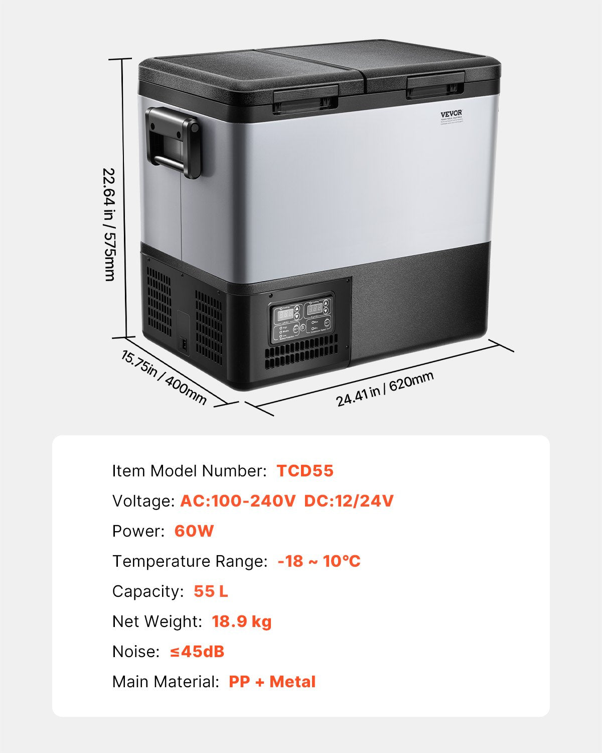 Automotive Repair & Speciality Tools: VEVOR Portable Car Refrigerator Freezer Compressor 55L Dual Zone for Car Home