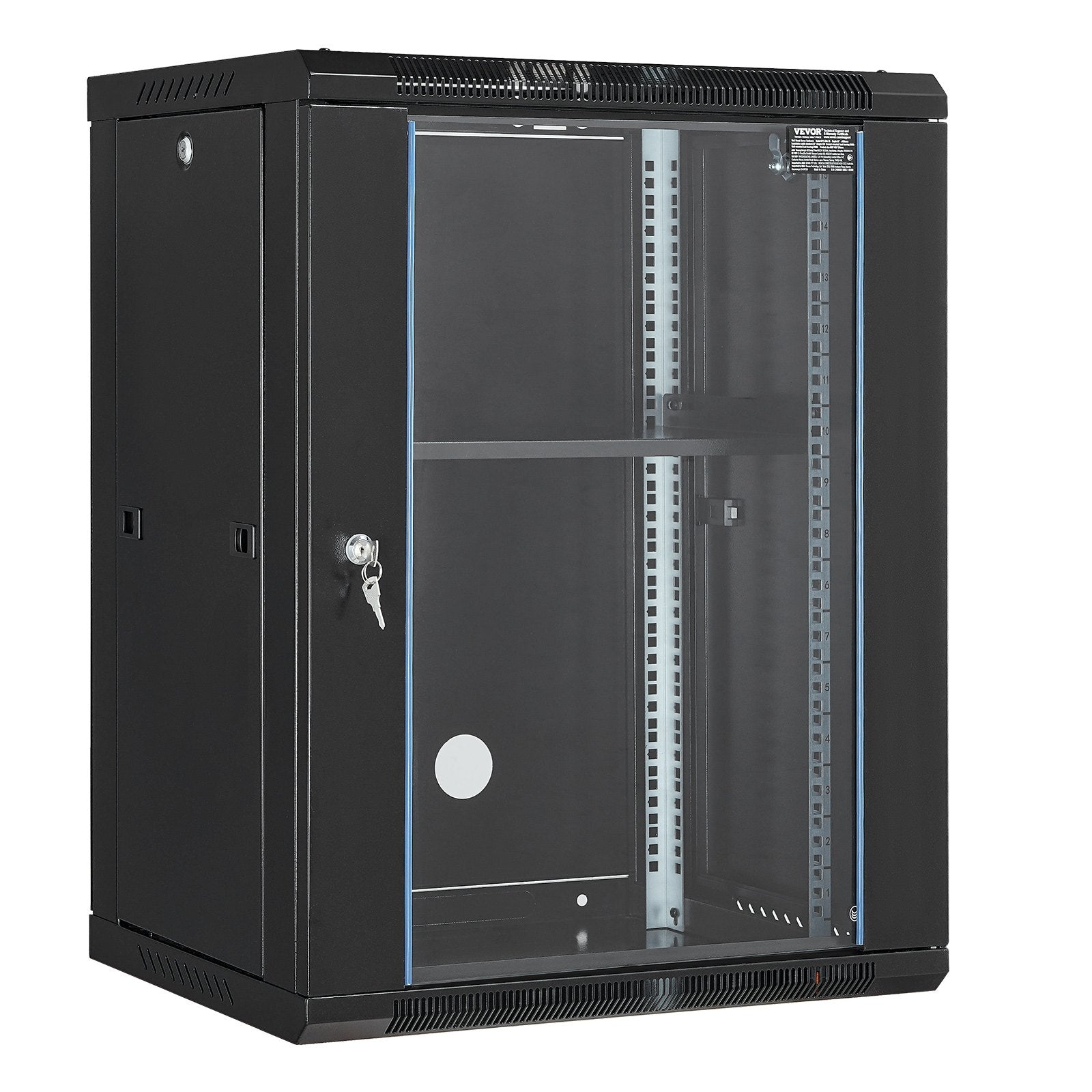 Desktops & Accessories: VEVOR 15U Wall Mount Network Cabinet, 226.8 kg Max. Ground Load Capacity, Server Rack Cabinet Enclosure with Locking Tempered Glass Door, Side Panels, Q235 Carbon Steel, for IT Equipment, A/V Devices