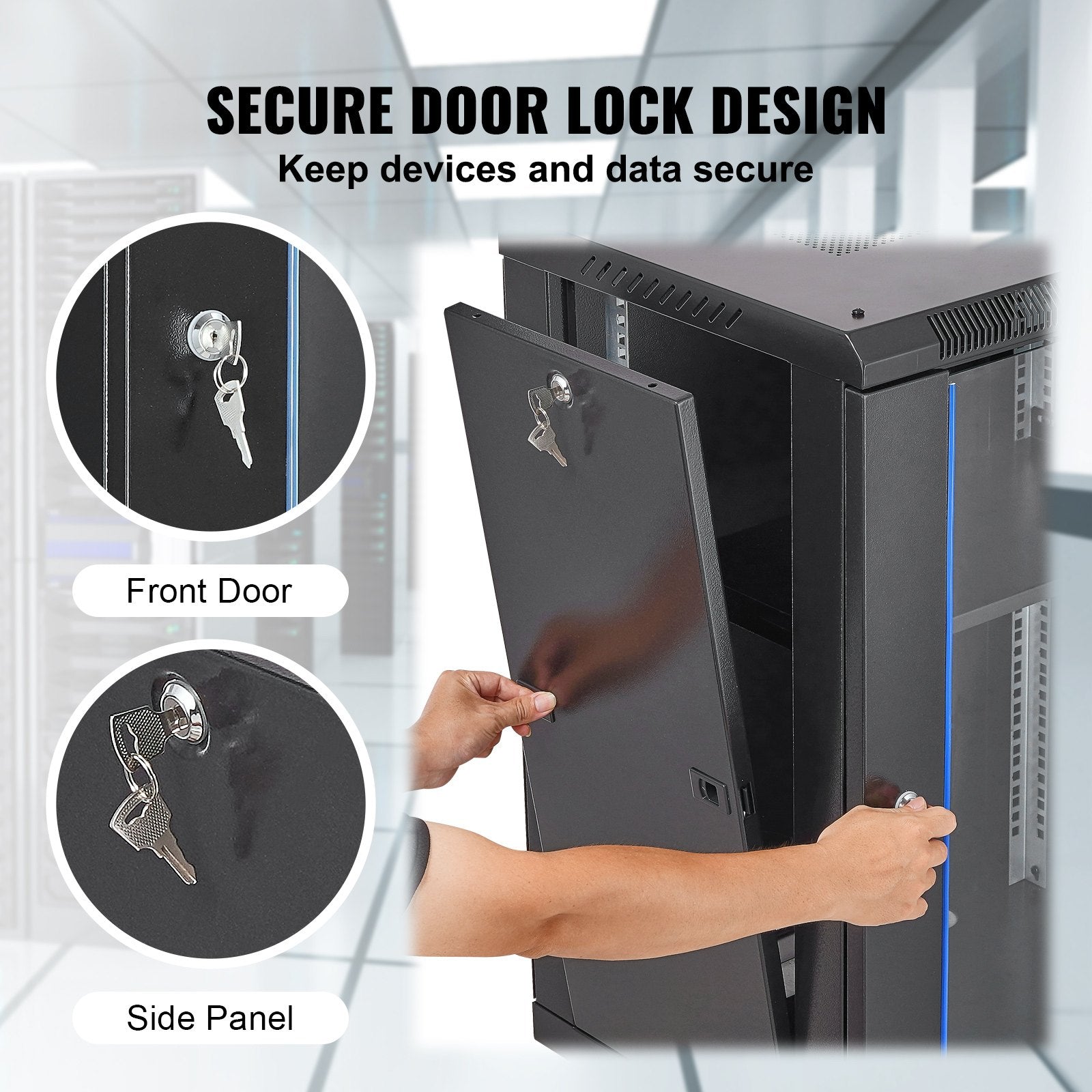 Desktops & Accessories: VEVOR 15U Wall Mount Network Cabinet, 226.8 kg Max. Ground Load Capacity, Server Rack Cabinet Enclosure with Locking Tempered Glass Door, Side Panels, Q235 Carbon Steel, for IT Equipment, A/V Devices