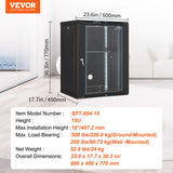 Desktops & Accessories: VEVOR 15U Wall Mount Network Cabinet, 226.8 kg Max. Ground Load Capacity, Server Rack Cabinet Enclosure with Locking Tempered Glass Door, Side Panels, Q235 Carbon Steel, for IT Equipment, A/V Devices