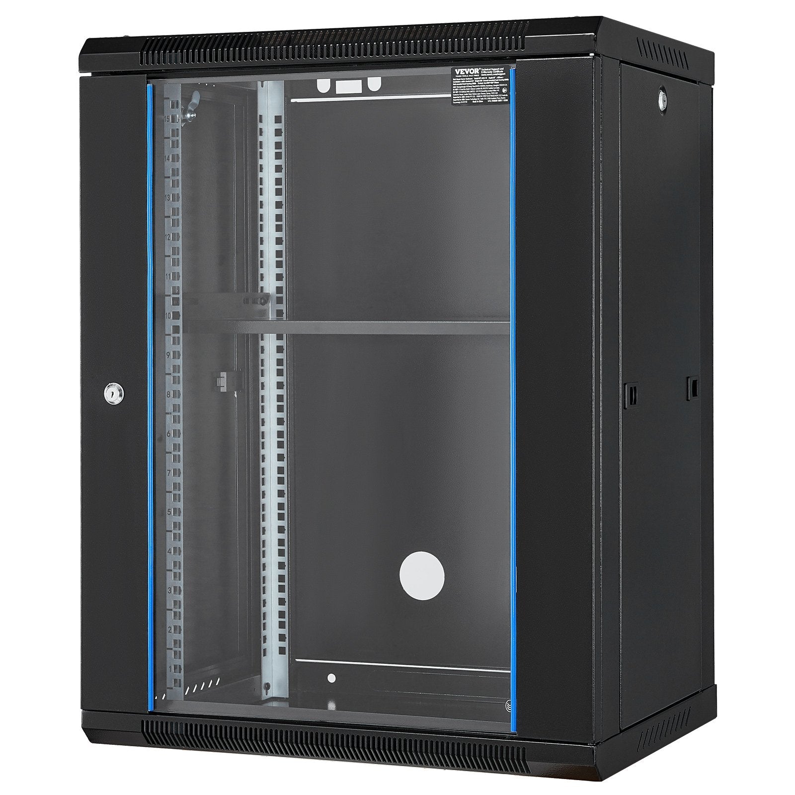 Desktops & Accessories: VEVOR 15U Wall Mount Network Cabinet, 226.8 kg Max. Ground Load Capacity, Server Rack Cabinet Enclosure with Locking Tempered Glass Door, Side Panels, Q235 Carbon Steel, for IT Equipment, A/V Devices