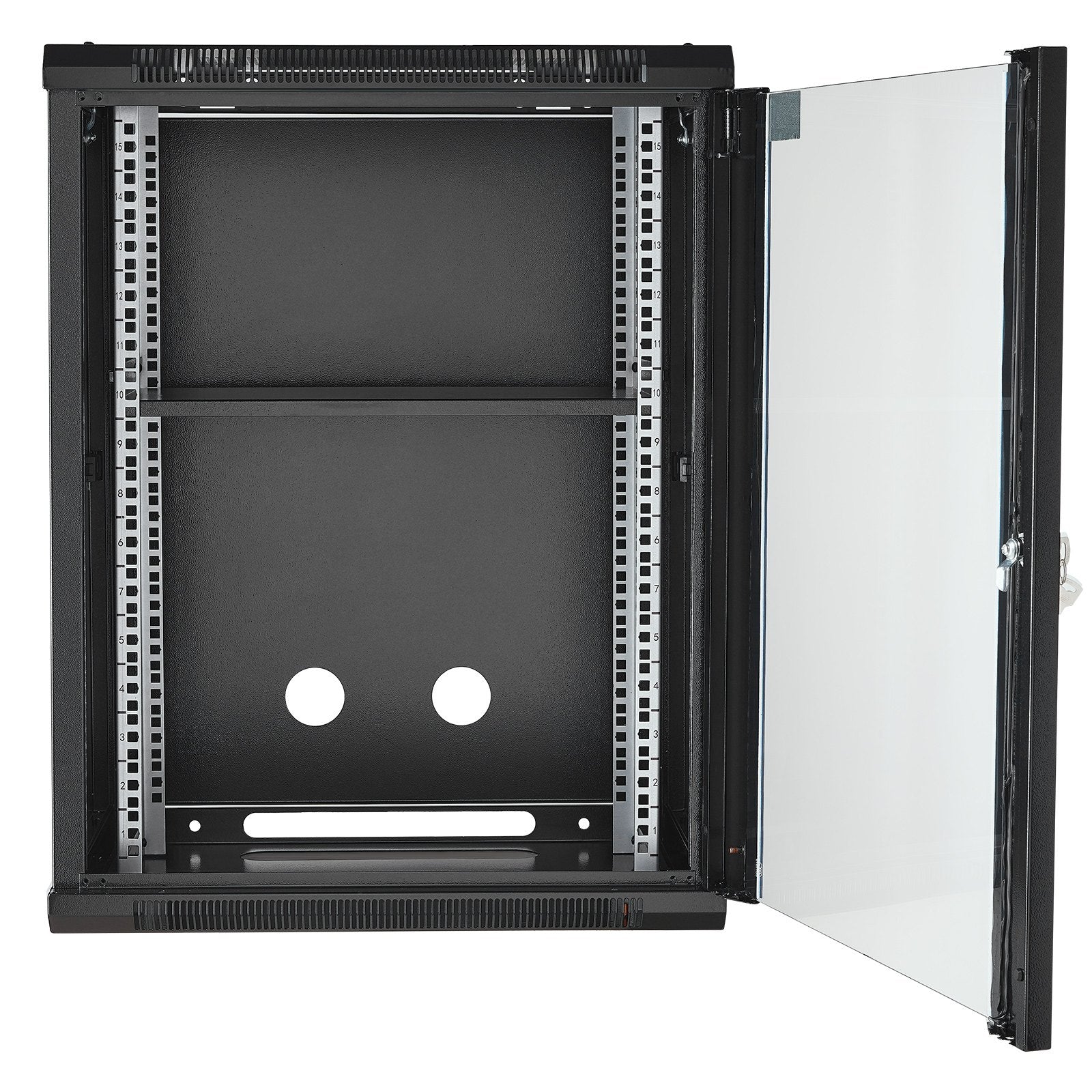 Desktops & Accessories: VEVOR 15U Wall Mount Network Cabinet, 226.8 kg Max. Ground Load Capacity, Server Rack Cabinet Enclosure with Locking Tempered Glass Door, Side Panels, Q235 Carbon Steel, for IT Equipment, A/V Devices