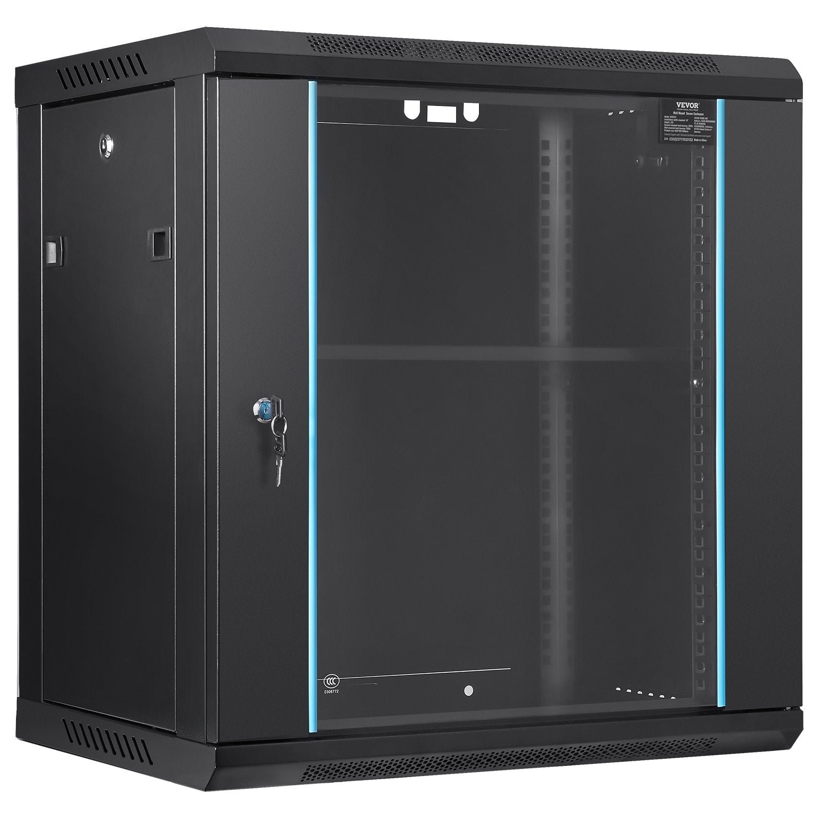 Audio Accessories: VEVOR Wall Mount Network Server Cabinet, 393.7 mm Deep, Server Rack Cabinet Enclosure, 90.72 kg Max. Ground-mounted Load Capacity, with Locking Glass Door Side Panels, for IT Equipment, A/V Devices