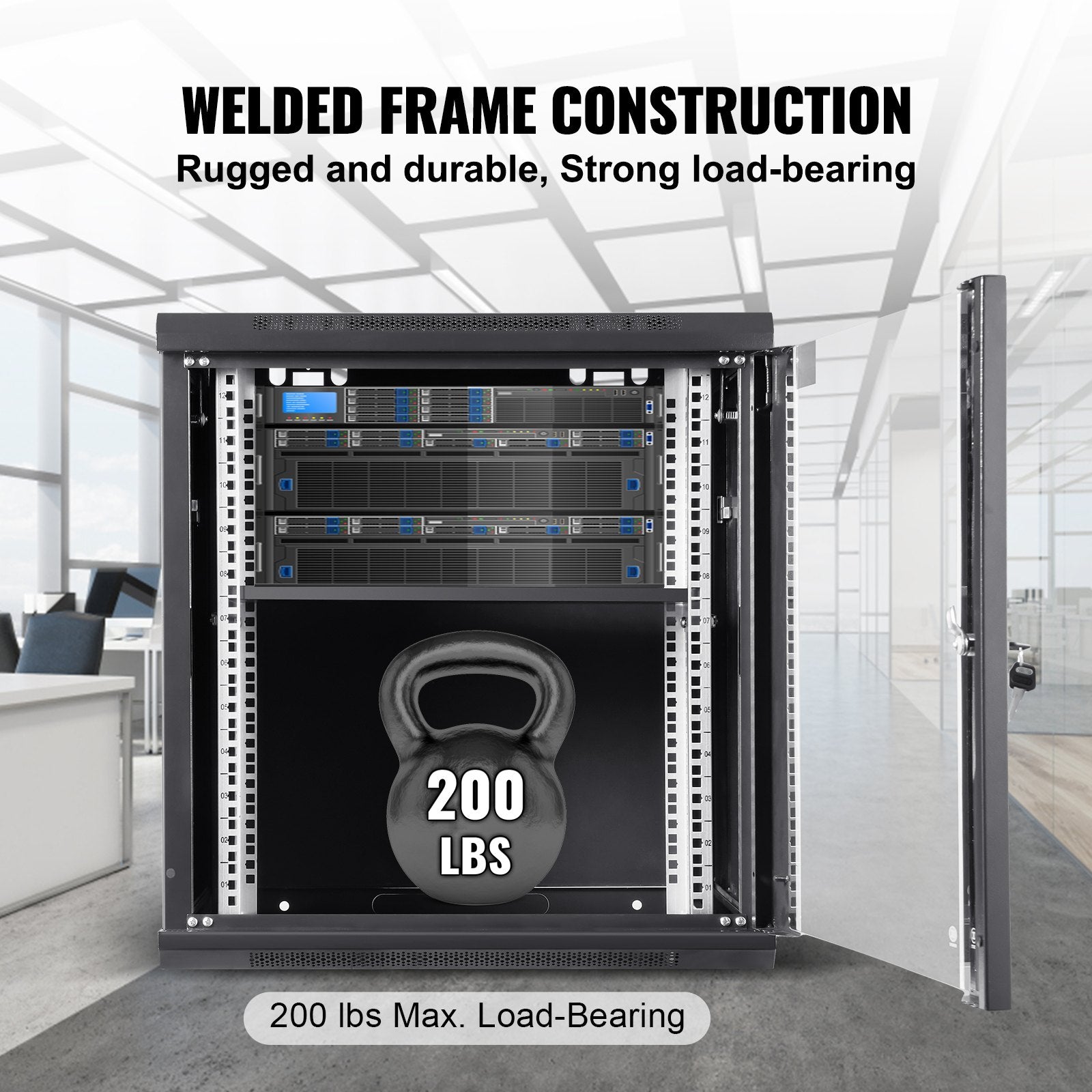 Audio Accessories: VEVOR Wall Mount Network Server Cabinet, 393.7 mm Deep, Server Rack Cabinet Enclosure, 90.72 kg Max. Ground-mounted Load Capacity, with Locking Glass Door Side Panels, for IT Equipment, A/V Devices