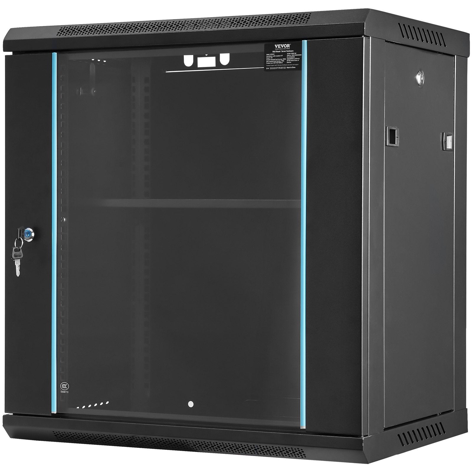 Audio Accessories: VEVOR Wall Mount Network Server Cabinet, 393.7 mm Deep, Server Rack Cabinet Enclosure, 90.72 kg Max. Ground-mounted Load Capacity, with Locking Glass Door Side Panels, for IT Equipment, A/V Devices