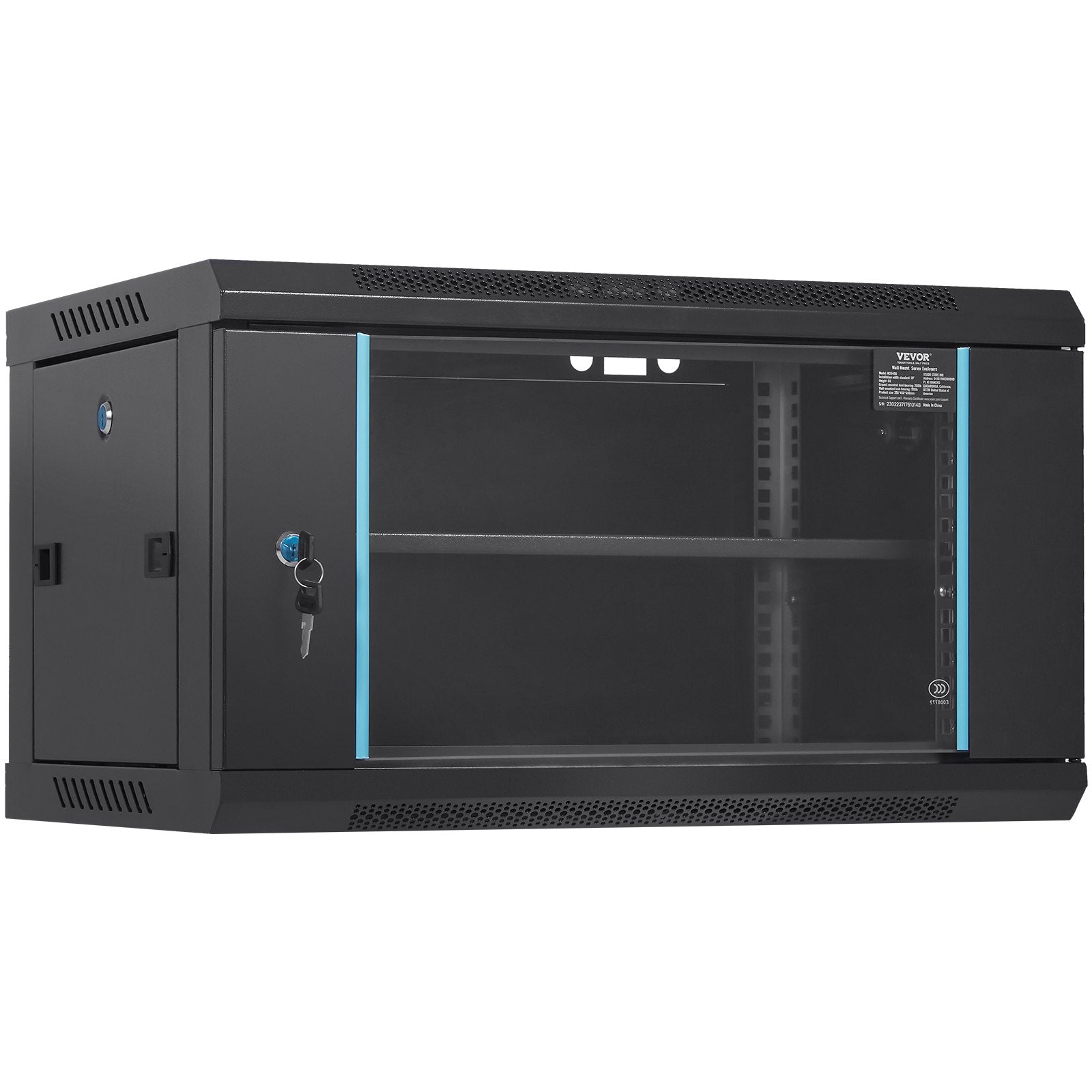 Desktops & Accessories: VEVOR 6U Wall Mount Network Server Cabinet, 15.5'' Deep, Server Rack Cabinet Enclosure, 200 lbs Max. Ground-mounted Load Capacity, with Locking Glass Door Side Panels, for IT Equipment, A/V Devices