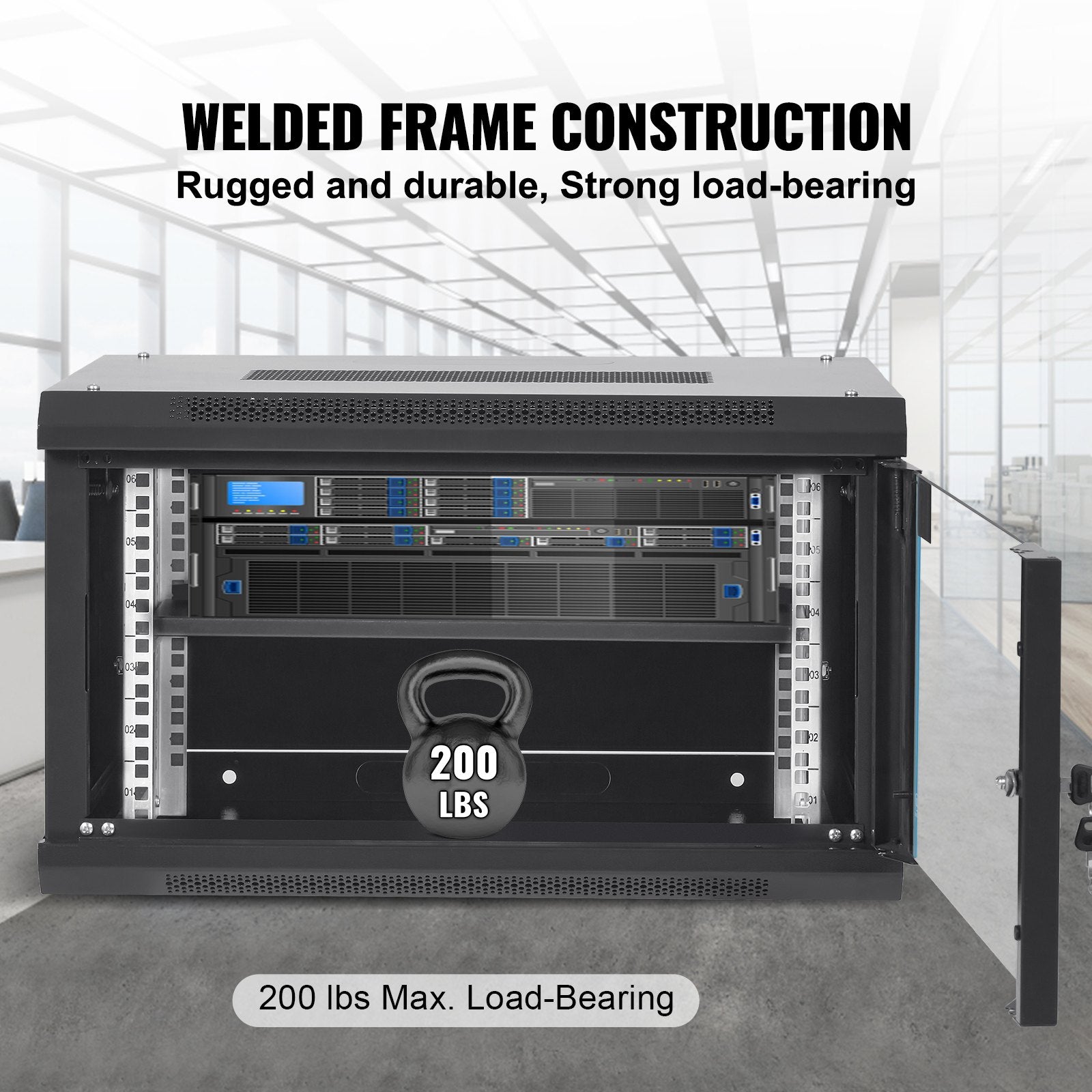 Desktops & Accessories: VEVOR 6U Wall Mount Network Server Cabinet, 15.5'' Deep, Server Rack Cabinet Enclosure, 200 lbs Max. Ground-mounted Load Capacity, with Locking Glass Door Side Panels, for IT Equipment, A/V Devices