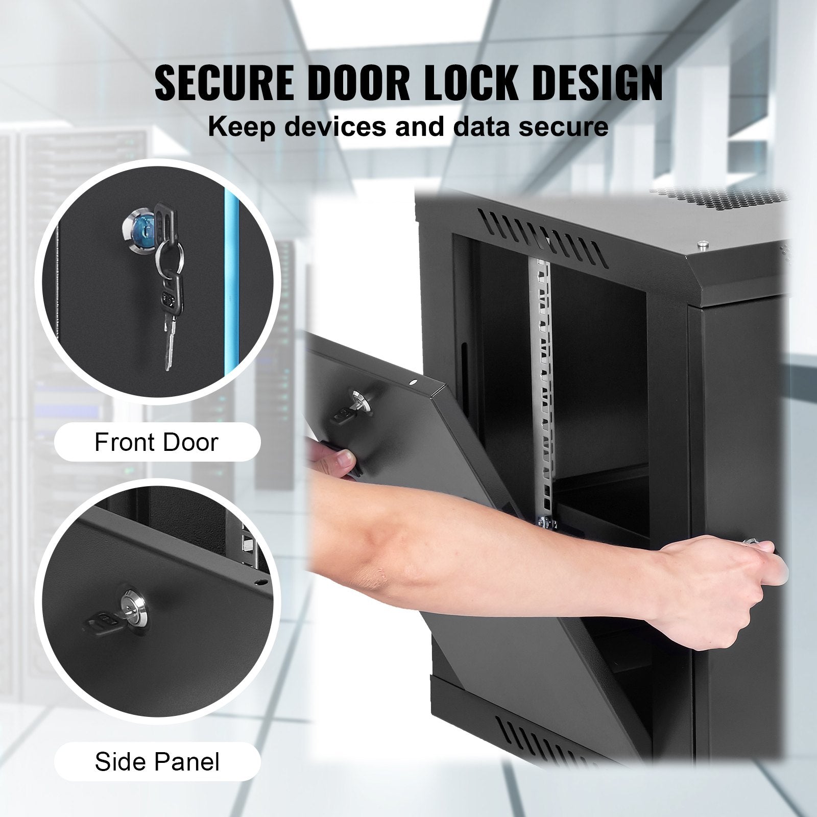 Desktops & Accessories: VEVOR 6U Wall Mount Network Server Cabinet, 15.5'' Deep, Server Rack Cabinet Enclosure, 200 lbs Max. Ground-mounted Load Capacity, with Locking Glass Door Side Panels, for IT Equipment, A/V Devices