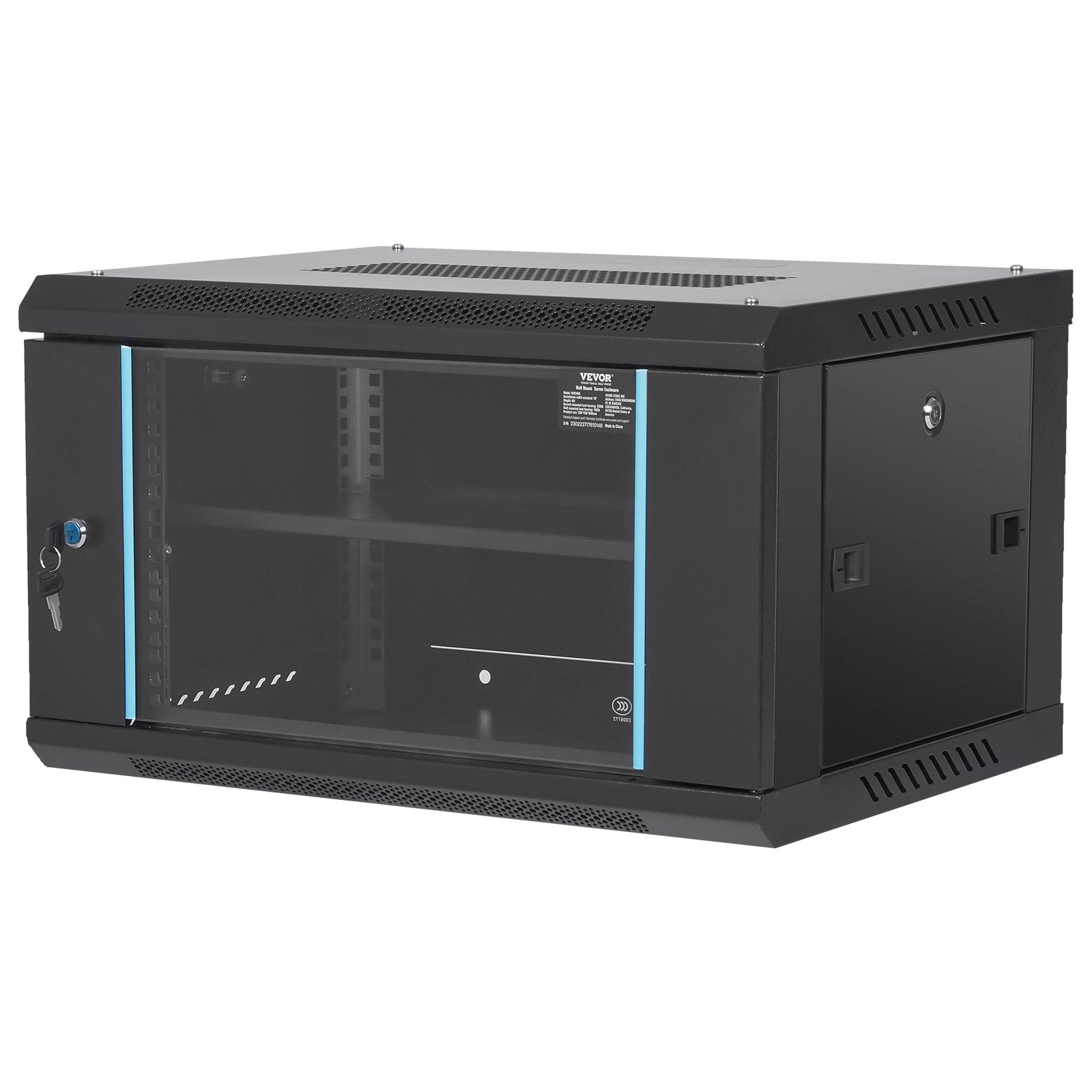 Desktops & Accessories: VEVOR 6U Wall Mount Network Server Cabinet, 15.5'' Deep, Server Rack Cabinet Enclosure, 200 lbs Max. Ground-mounted Load Capacity, with Locking Glass Door Side Panels, for IT Equipment, A/V Devices