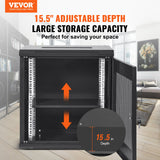 Desktops & Accessories: VEVOR 12U Wall Mount Network Server Cabinet, 15.5'' Deep, Server Rack Cabinet Enclosure, 200 lbs Max. Ground-mounted Load Capacity, with Locking Door Side Panels, for IT Equipment, A/V Devices