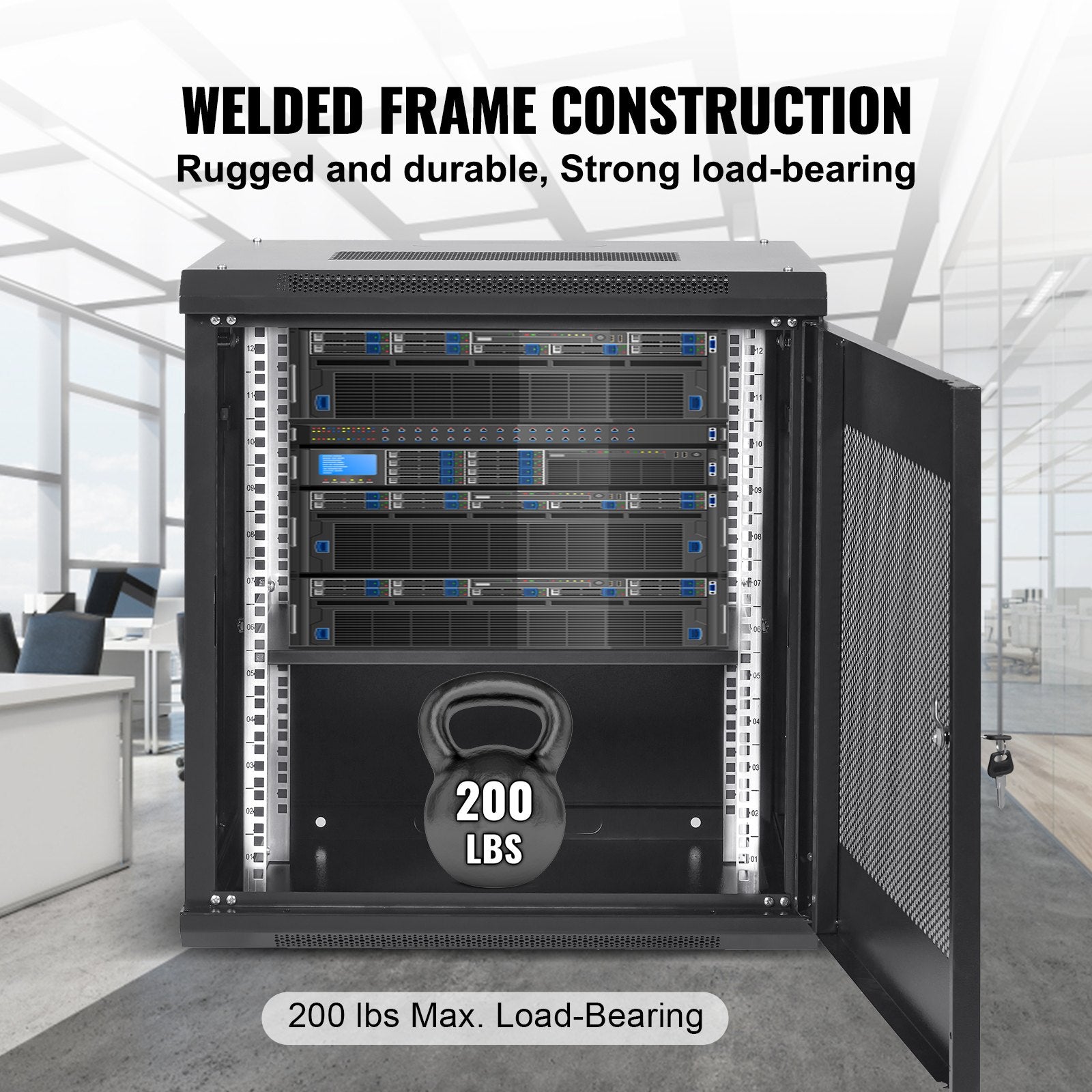 Desktops & Accessories: VEVOR 12U Wall Mount Network Server Cabinet, 15.5'' Deep, Server Rack Cabinet Enclosure, 200 lbs Max. Ground-mounted Load Capacity, with Locking Door Side Panels, for IT Equipment, A/V Devices