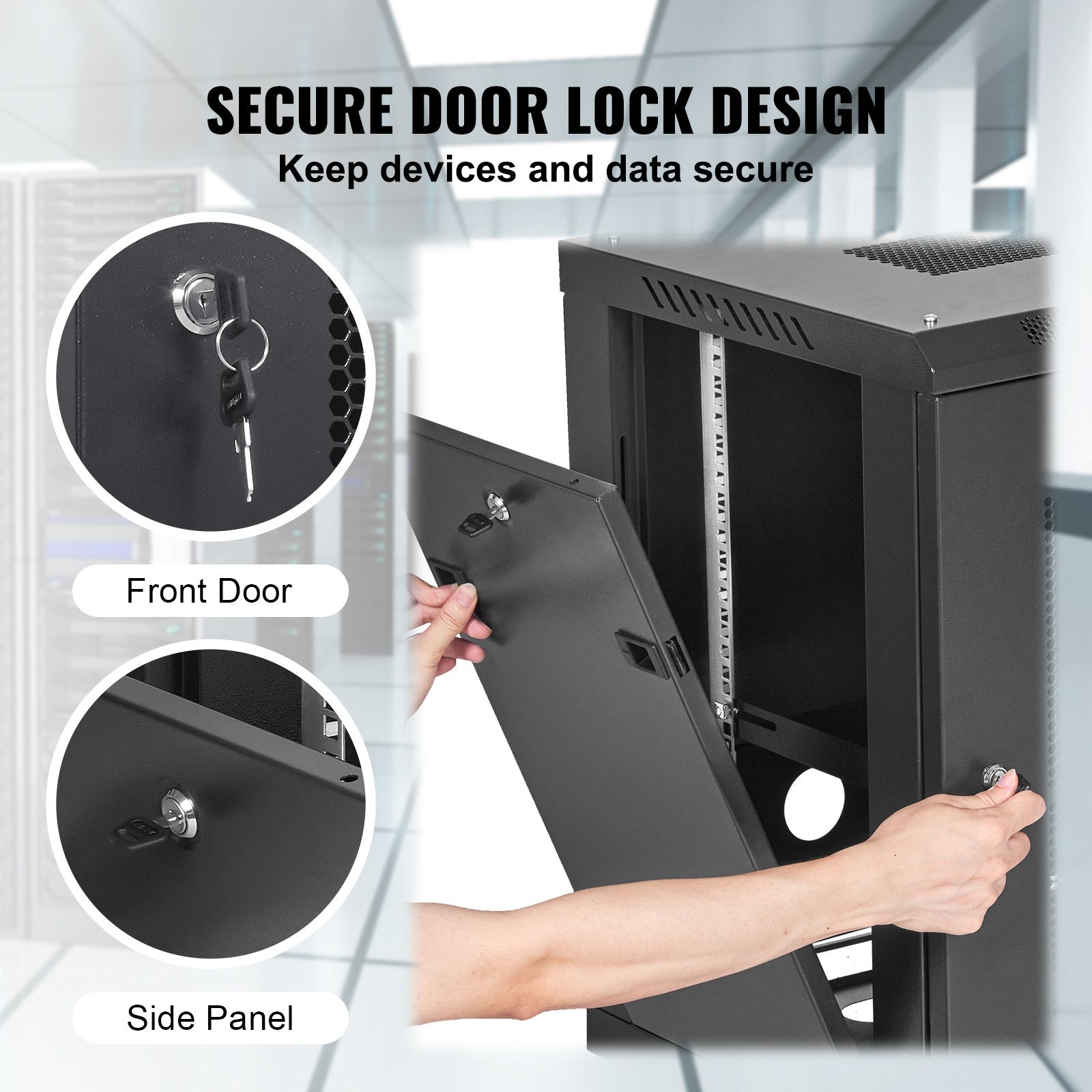 Desktops & Accessories: VEVOR 12U Wall Mount Network Server Cabinet, 15.5'' Deep, Server Rack Cabinet Enclosure, 200 lbs Max. Ground-mounted Load Capacity, with Locking Door Side Panels, for IT Equipment, A/V Devices