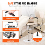 Mobility & Accessibility: VEVOR Commode Chair, Bedside Commode with Padded Seat, Drop-Down Arms, 7-Level Adjustable Height, 5.8L Removable Bucket, Easy to Assemble, 350LBS Capacity, Portable Toilet for Adults Seniors
