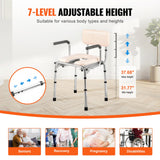 Mobility & Accessibility: VEVOR Commode Chair, Bedside Commode with Padded Seat, Drop-Down Arms, 7-Level Adjustable Height, 5.8L Removable Bucket, Easy to Assemble, 350LBS Capacity, Portable Toilet for Adults Seniors