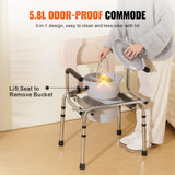 Mobility & Accessibility: VEVOR Commode Chair, Bedside Commode with Padded Seat, Drop-Down Arms, 7-Level Adjustable Height, 5.8L Removable Bucket, Easy to Assemble, 350LBS Capacity, Portable Toilet for Adults Seniors
