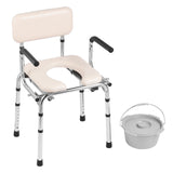 Mobility & Accessibility: VEVOR Commode Chair, Bedside Commode with Padded Seat, Drop-Down Arms, 7-Level Adjustable Height, 5.8L Removable Bucket, Easy to Assemble, 350LBS Capacity, Portable Toilet for Adults Seniors