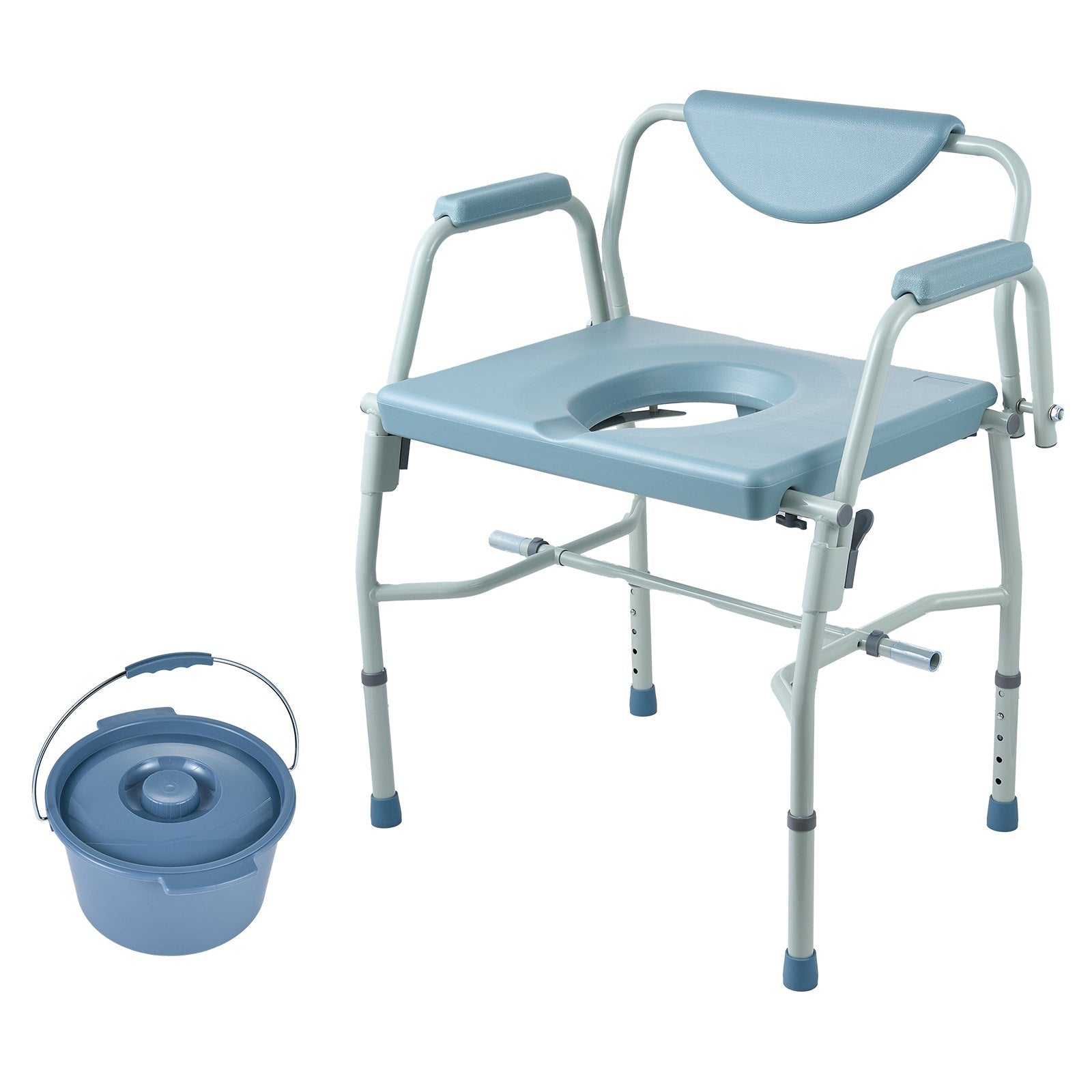 Cosmetics: VEVOR Commode Chair, Bedside Commode with Drop-Down Arms and Detachable Backrest, 5-Level Adjustable Height, 7L Removable Bucket, Easy to Assemble, 1000LBS Capacity, Portable Toilet for Adults Seniors
